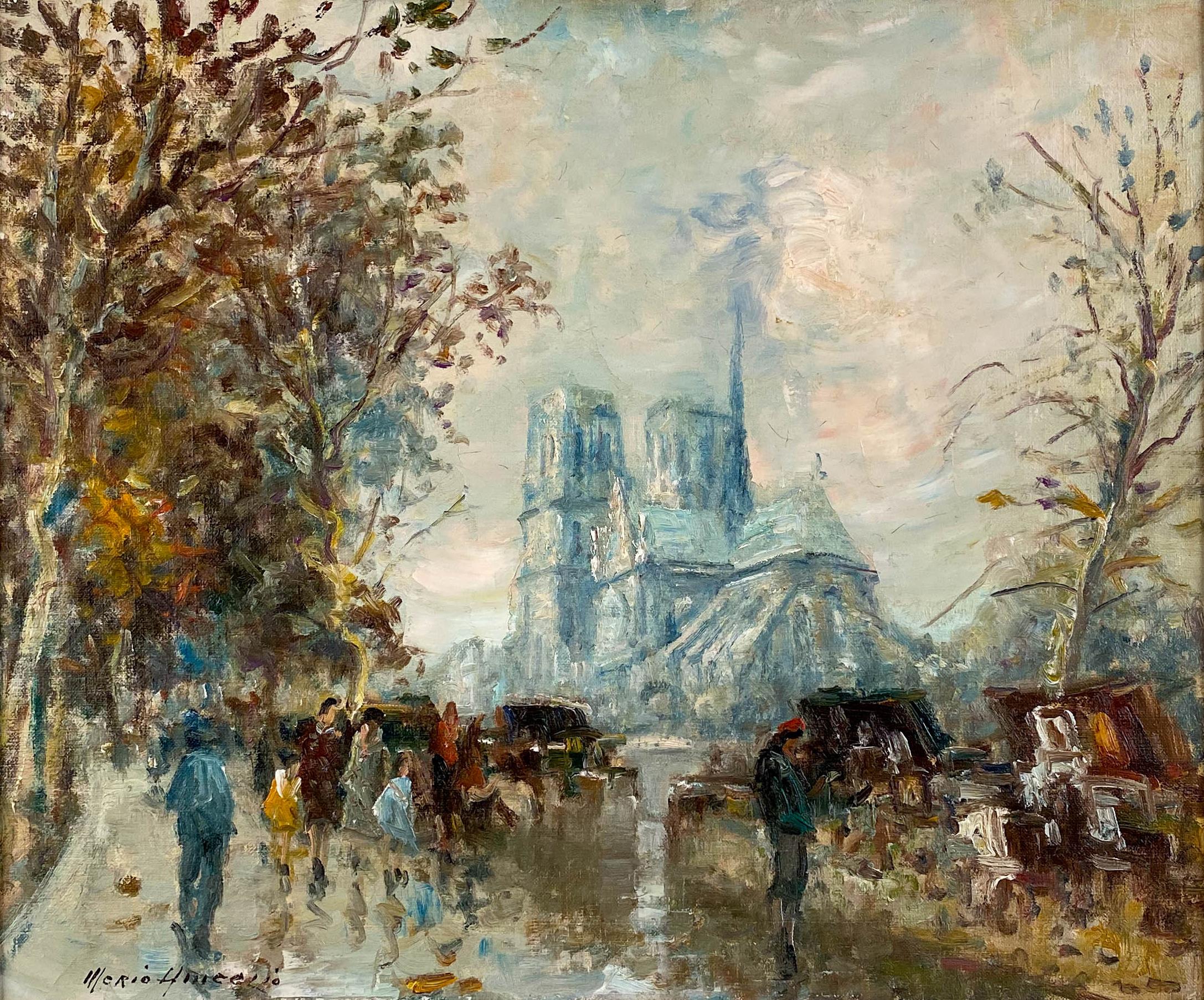 Notre Dame, Autonne - Painting di Merio Ameglio