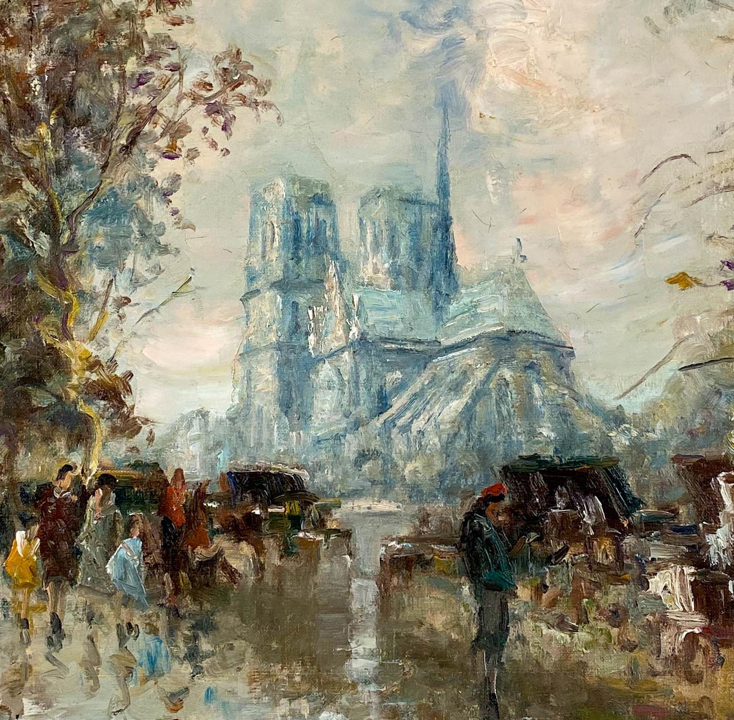 Notre Dame, Autonne - Post-impressionnisme Painting par Merio Ameglio