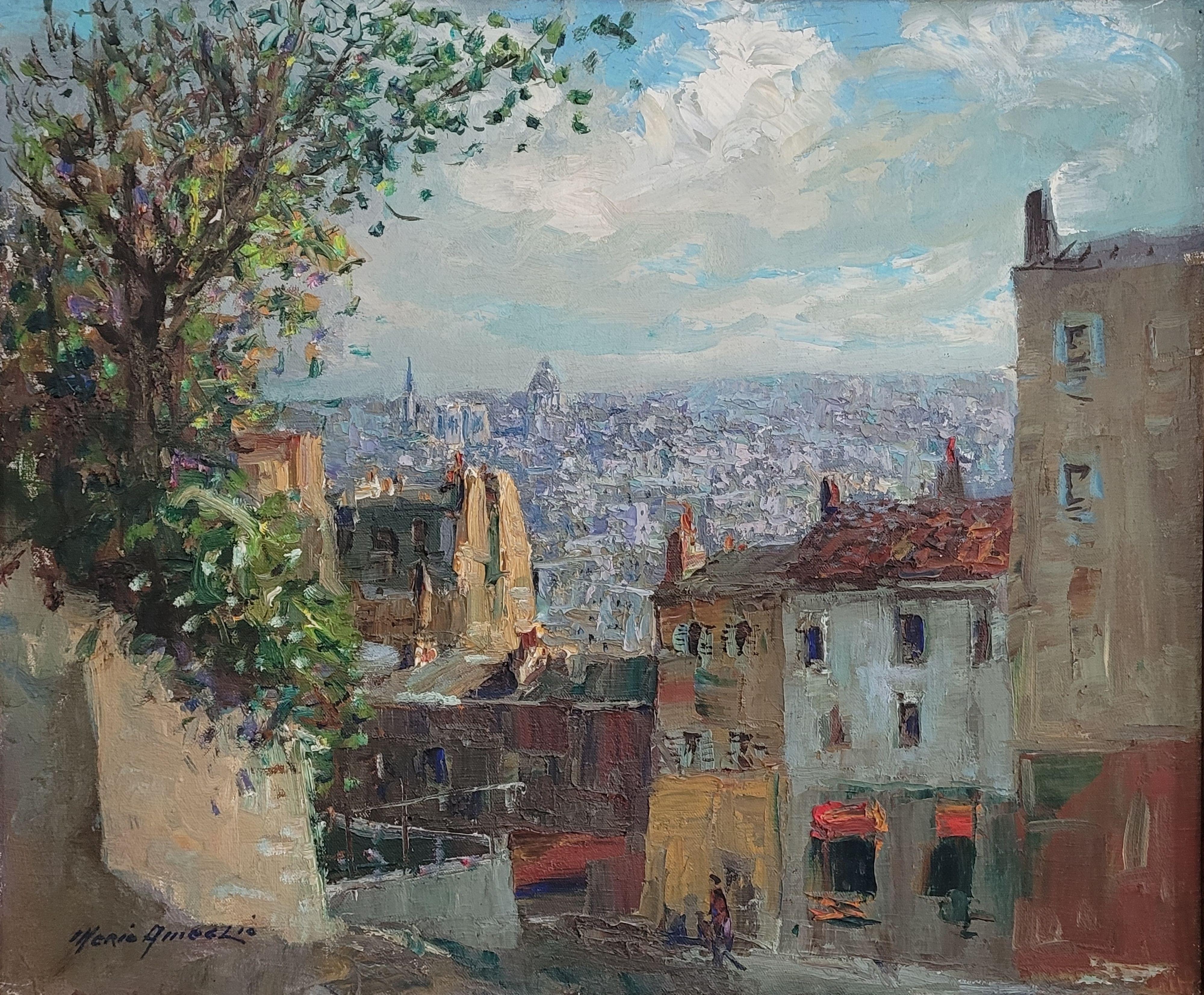 Paris vu de Montmartre - Painting by Merio Ameglio