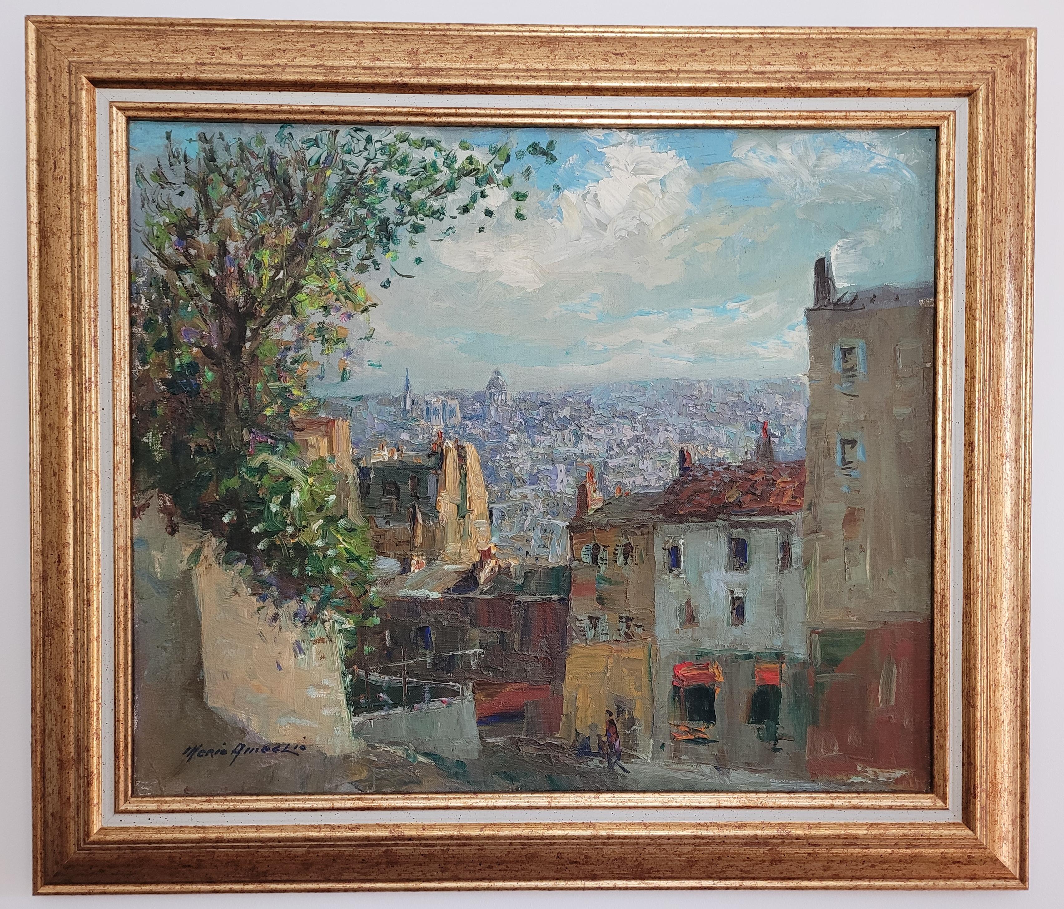 Merio Ameglio Landscape Painting - Paris vu de Montmartre