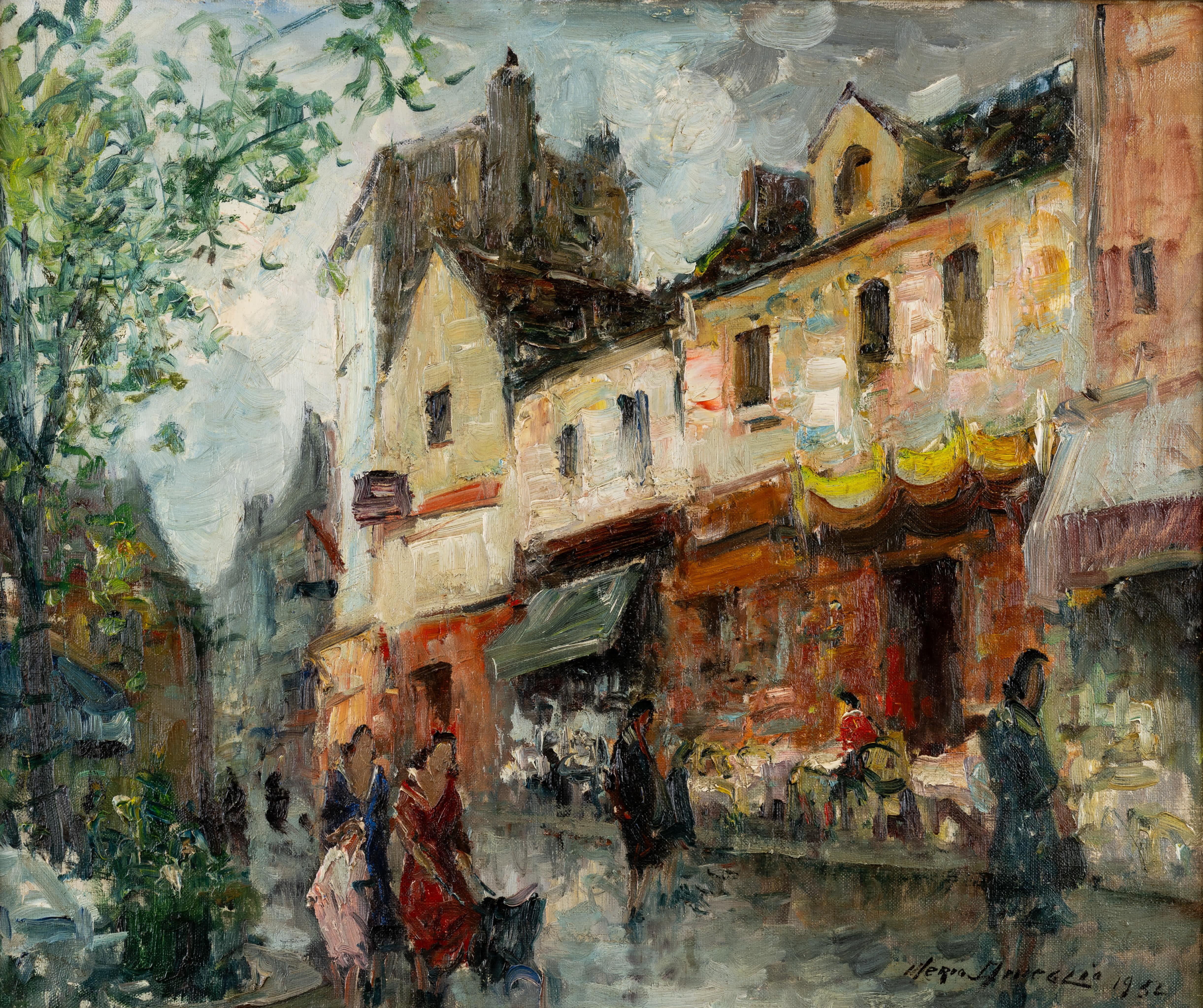 Escena callejera parisina - Painting Impresionista de Merio Ameglio