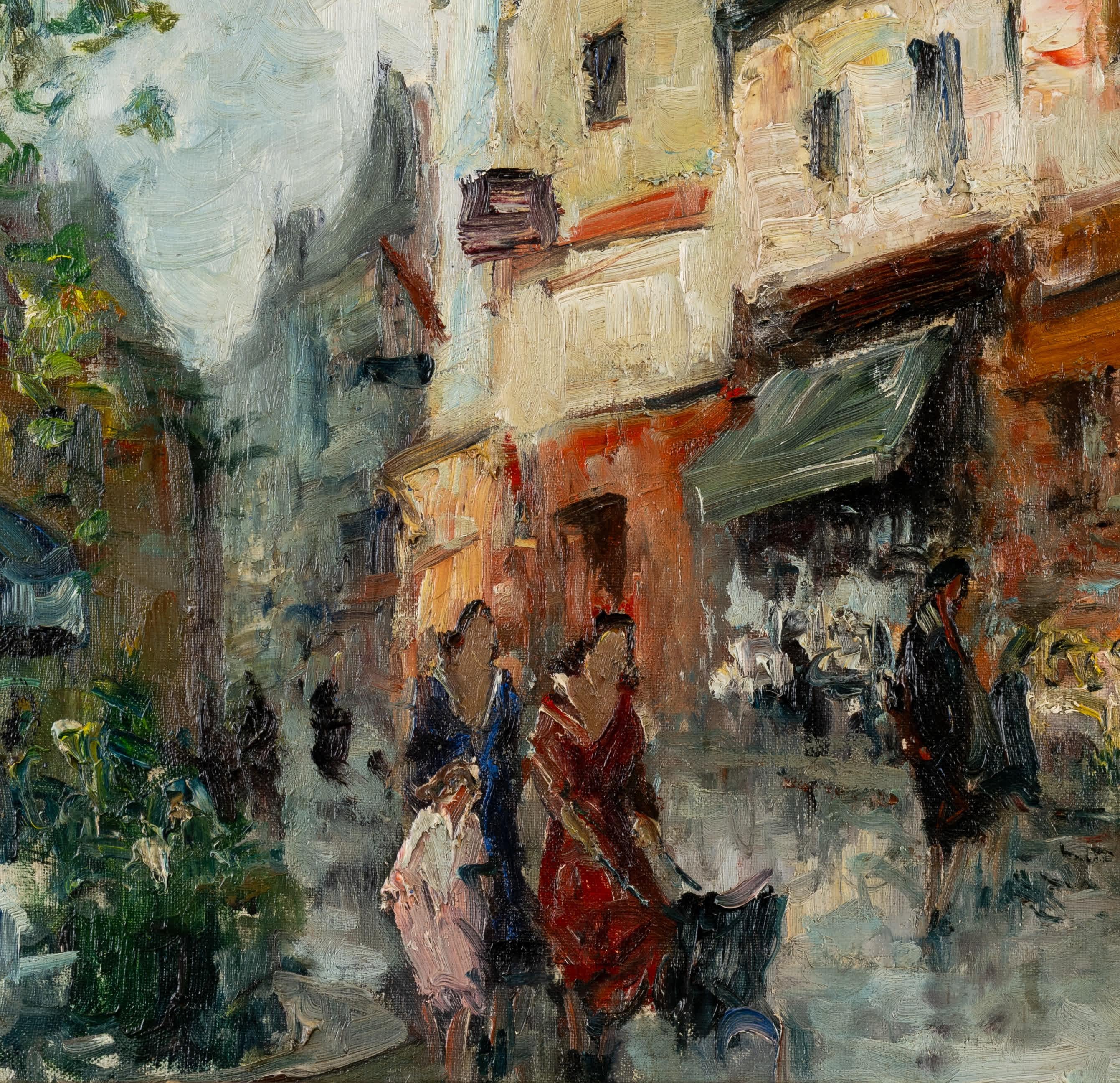 Merio Ameglio
Italiano, 1897-1970
Escena callejera parisina

Óleo sobre lienzo
18 por 21 ½ pulg., con marco 26 por 29 ½ pulg.
Firmado abajo a la izquierda y fechado en 52

Merio es un célebre pintor impresionista conocido sobre todo por sus paisajes
