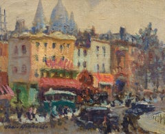 Place Pigalle, Paris, Frankreich, Stadtansicht, Montmartre, Sacré-Cœur, Öl auf Leinwand