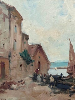 Vintage Impressionist Signed Oil Painting Martiques Harbor South of France