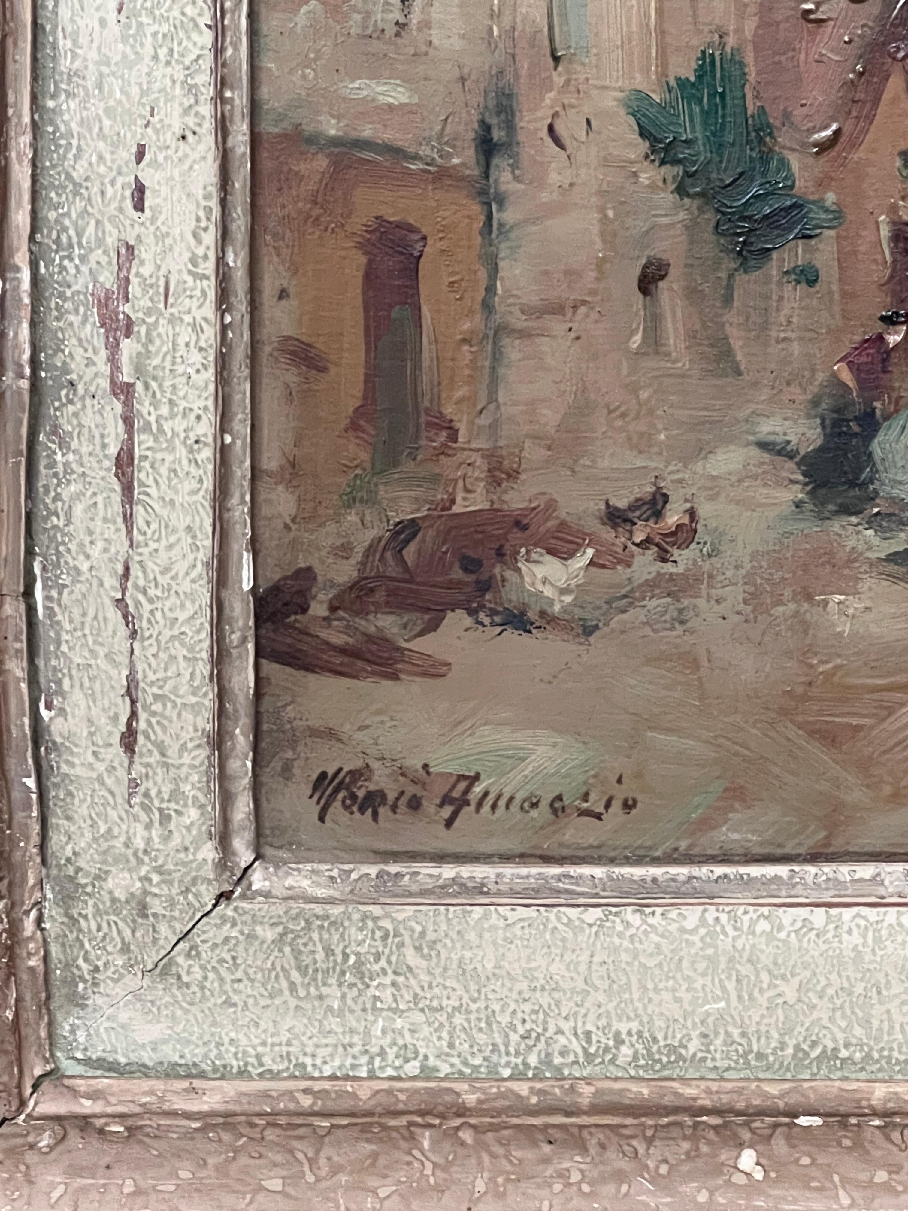 Dipinto a olio d'epoca impressionista firmato Martiques Harbor Sud della Francia in vendita 1