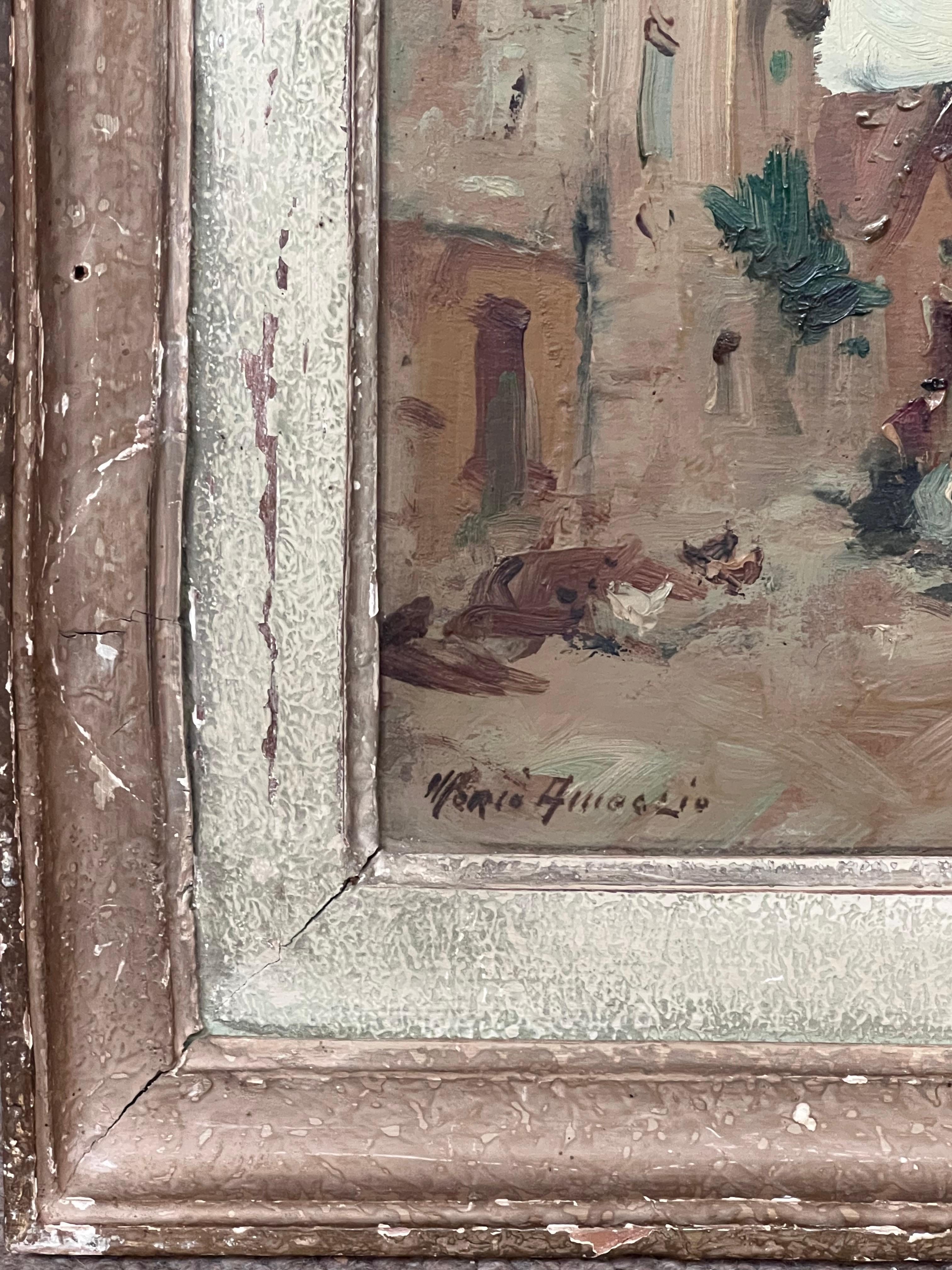 Dipinto a olio d'epoca impressionista firmato Martiques Harbor Sud della Francia in vendita 2