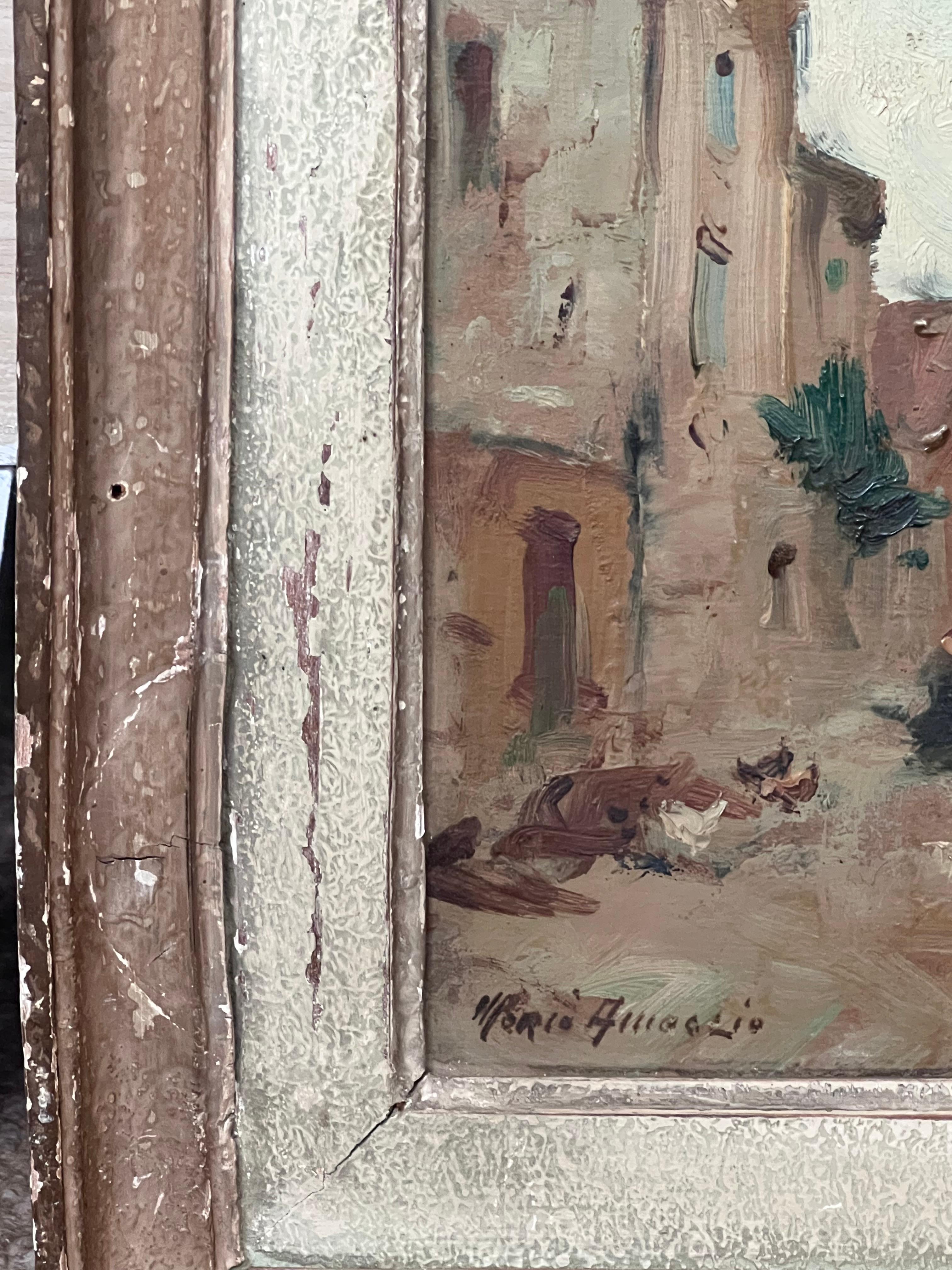 Dipinto a olio d'epoca impressionista firmato Martiques Harbor Sud della Francia in vendita 3