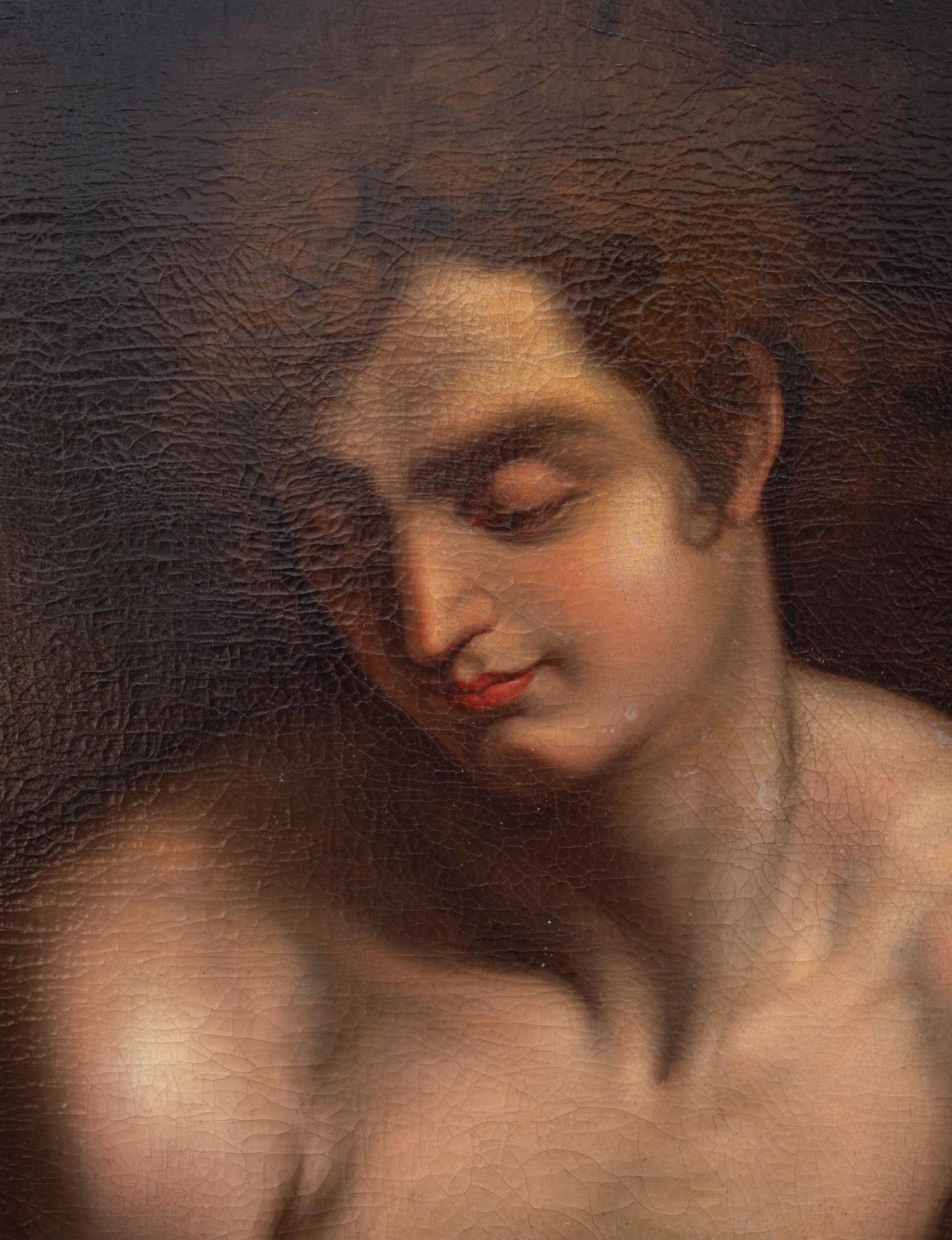 Enorme dipinto ad olio del 1600 di un vecchio maestro italiano, St. Johns, paesaggio - Painting di Merisi da Caravaggio (Italian, 1571-1610