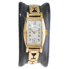 Merit Gold-gefüllte Art Deco Uhr mit Original-Armband um 1940's