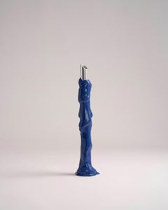 Portavelas escultural «Candelabra» de Meritalia, diseñado por Gaetano Pesce, hecho a mano, azul