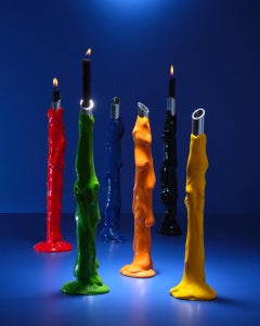 Portavelas escultural «Candelabra» de Meritalia, diseñado por Gaetano Pesce, hecho a mano, verde