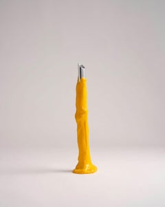 Portavelas escultural «Candelabra» de Meritalia, diseñado por Gaetano Pesce, hecho a mano, amarillo