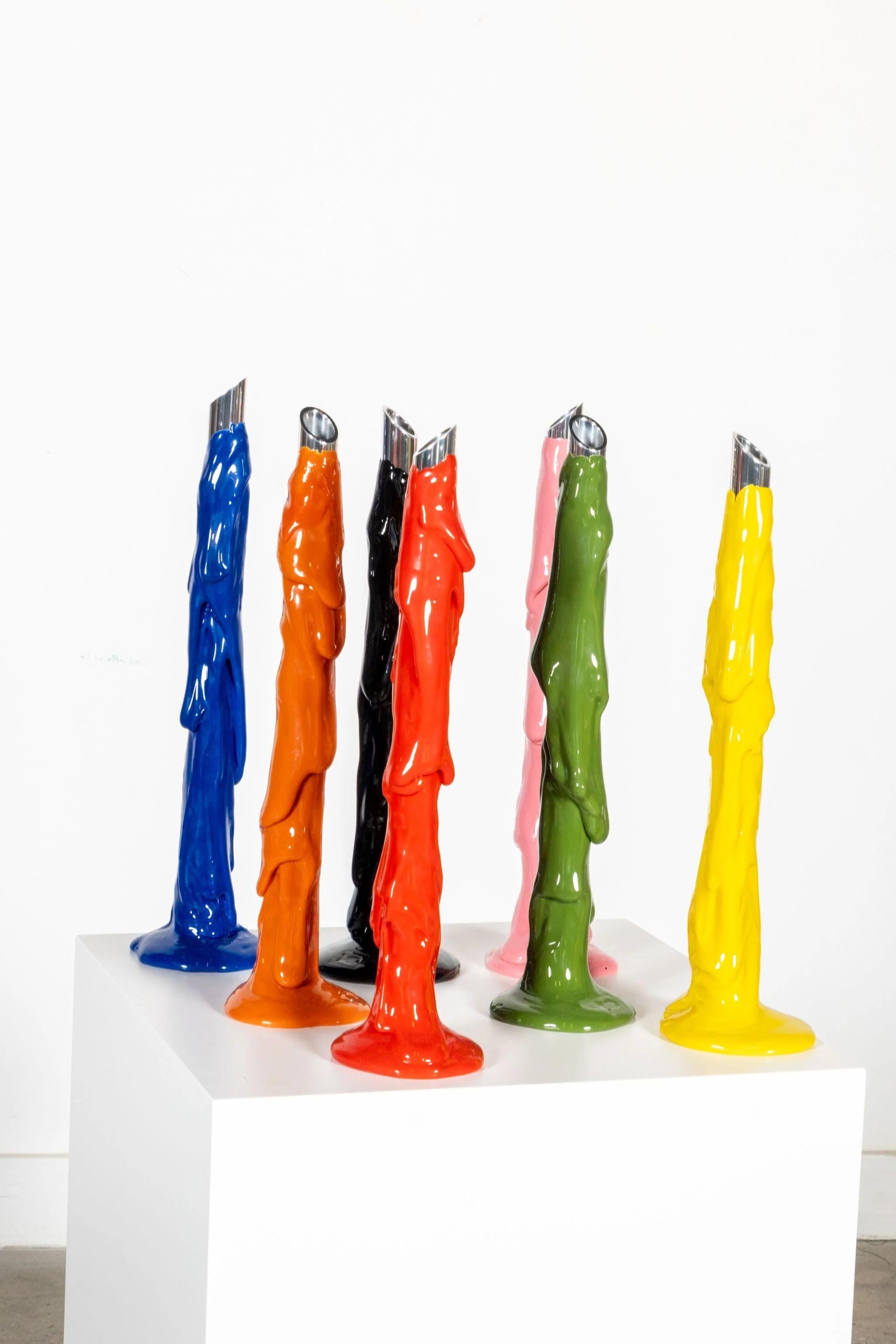 Acier Chandelier Meritalia / Rouge par Gaetano Pesce en vente