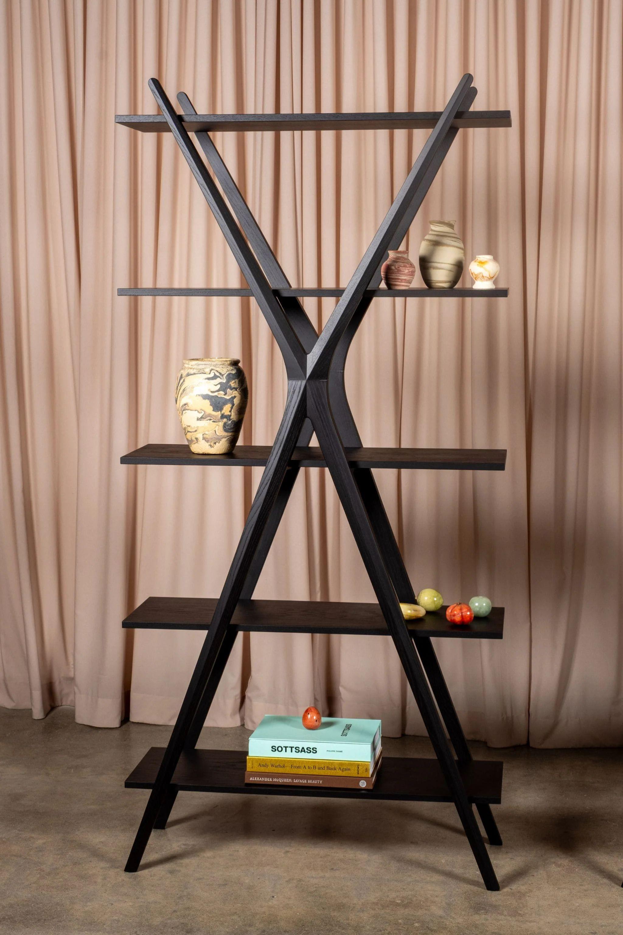 Post-Modern Meritalia Cross Shelf, Black by Carlo Contin For Sale