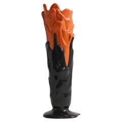 Meritalia Edizioni del Pesce Tall Vase in Black and Orange by Gaetano Pesce