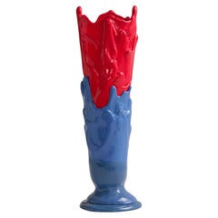 Meritalia Edizioni del Pesce Tall Vase in Blue and Red by Gaetano Pesce