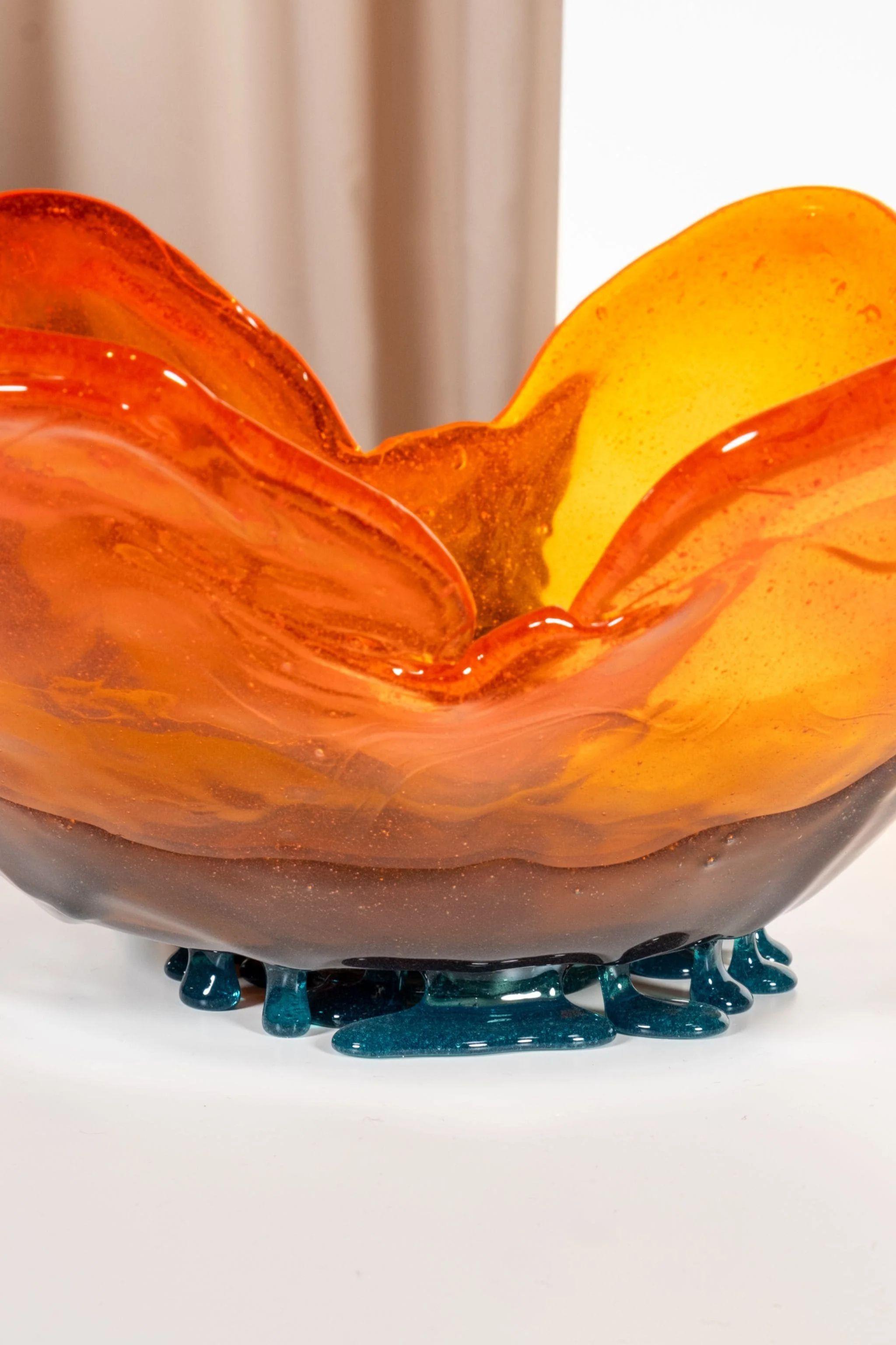 Italian Meritalia Flower Vase / Orange and Green by Gaetano Pesce For Sale