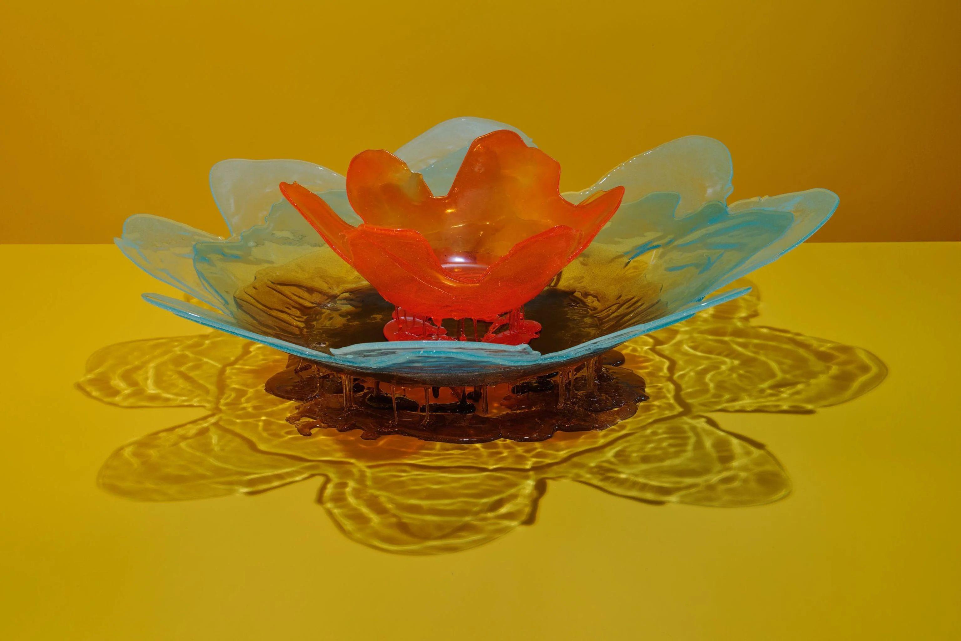 Contemporary Meritalia Flower Vase / Orange and Green by Gaetano Pesce For Sale