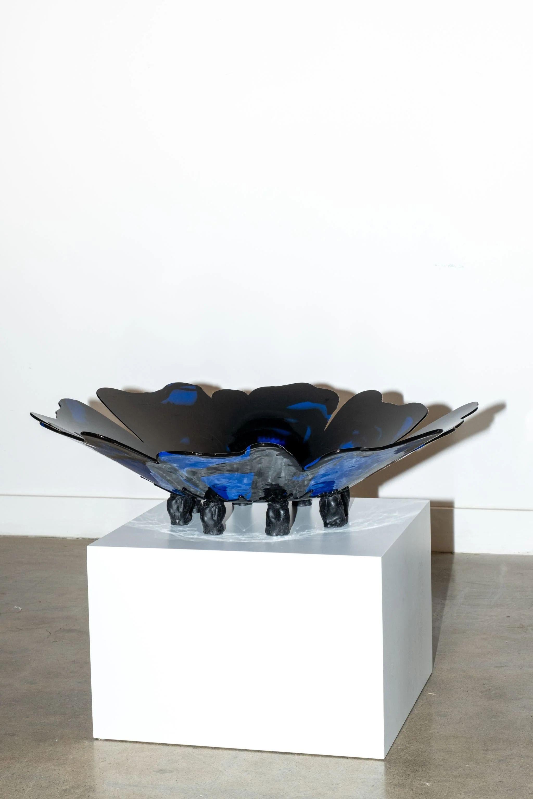 Contemporary Meritalia Papavero Vase / Black and Blue by Gaetano Pesce For Sale