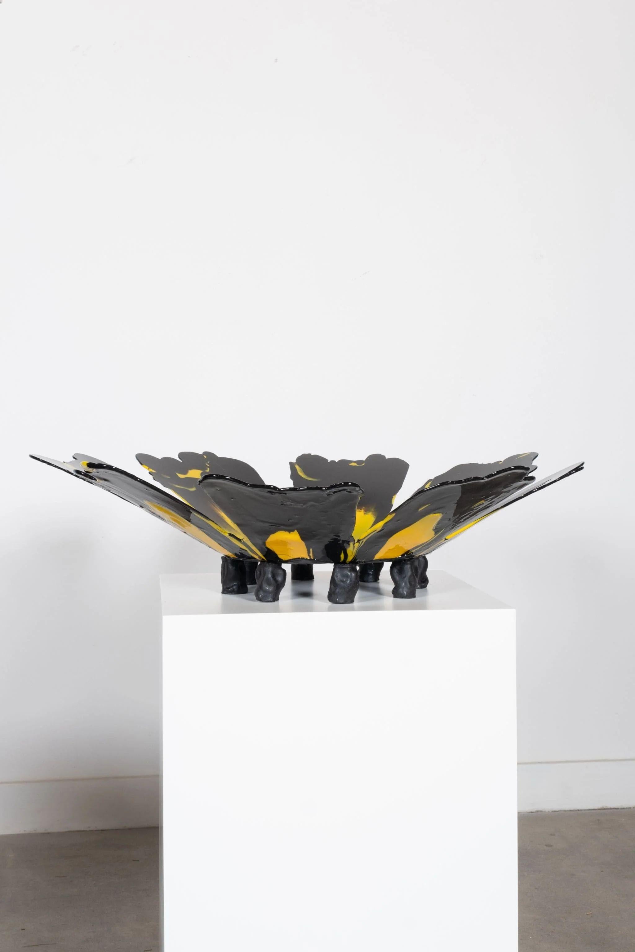 Italian Meritalia Papavero Vase / Black and Yellow by Gaetano Pesce For Sale