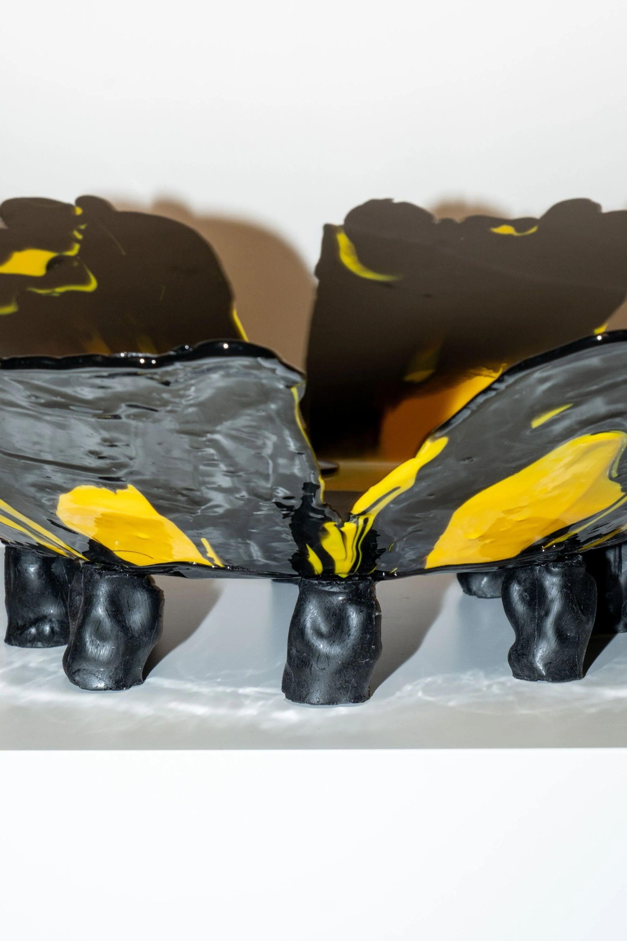Contemporary Meritalia Papavero Vase / Black and Yellow by Gaetano Pesce For Sale