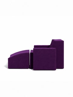 Meritalia Scoop Armchair with Footrest in velvety felt by Philippe Malouin