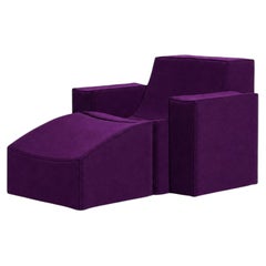 Meritalia Scoop Armchair with Footrest in velvety felt by Philippe Malouin