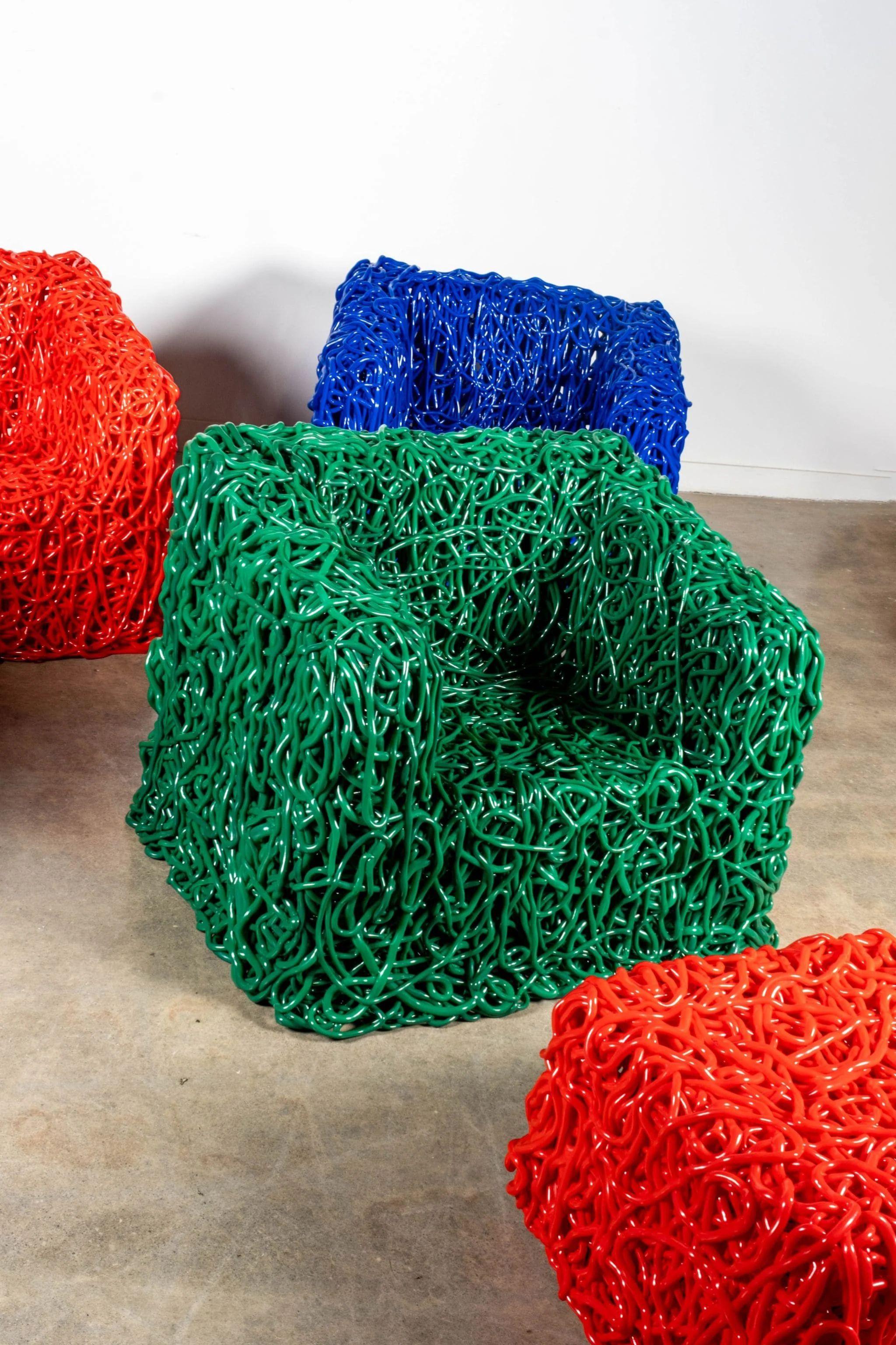 Contemporary Meritalia Senzafine Chair, Senza Green by Gaetano Pesce For Sale