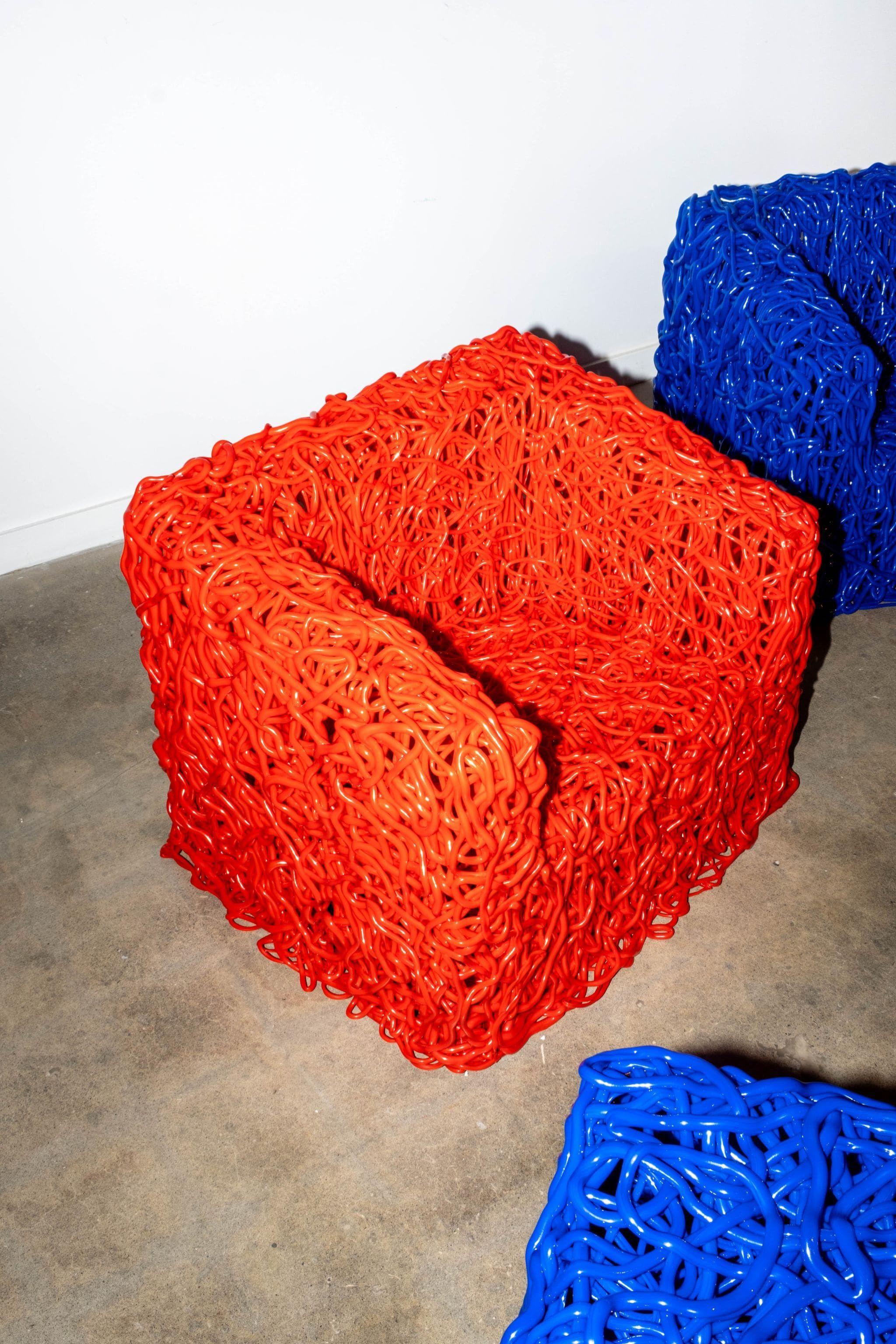 A chair of sculptural proportion, the 