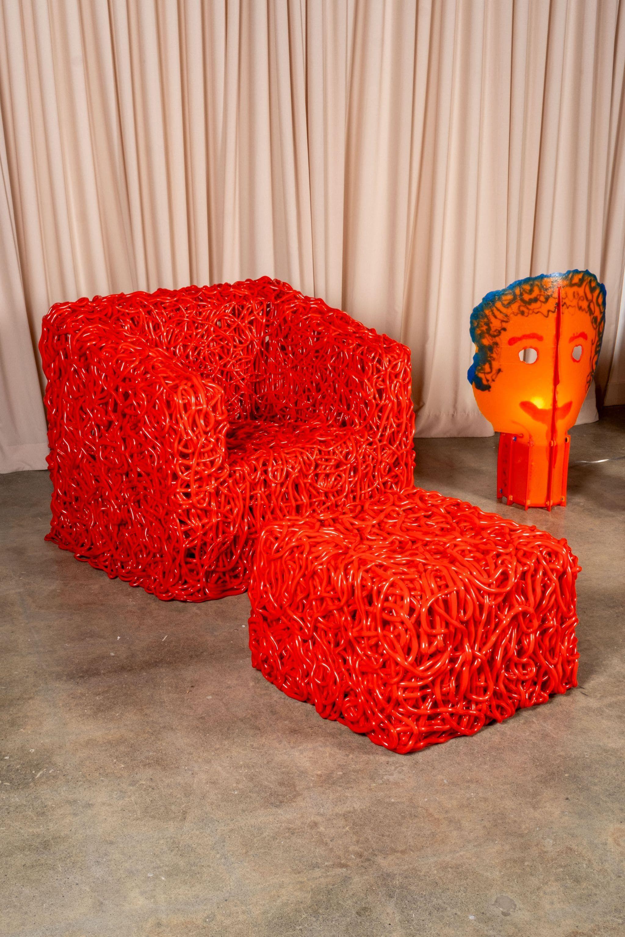 Post-Modern Meritalia Senzafine Chair, Senza Red by Gaetano Pesce For Sale