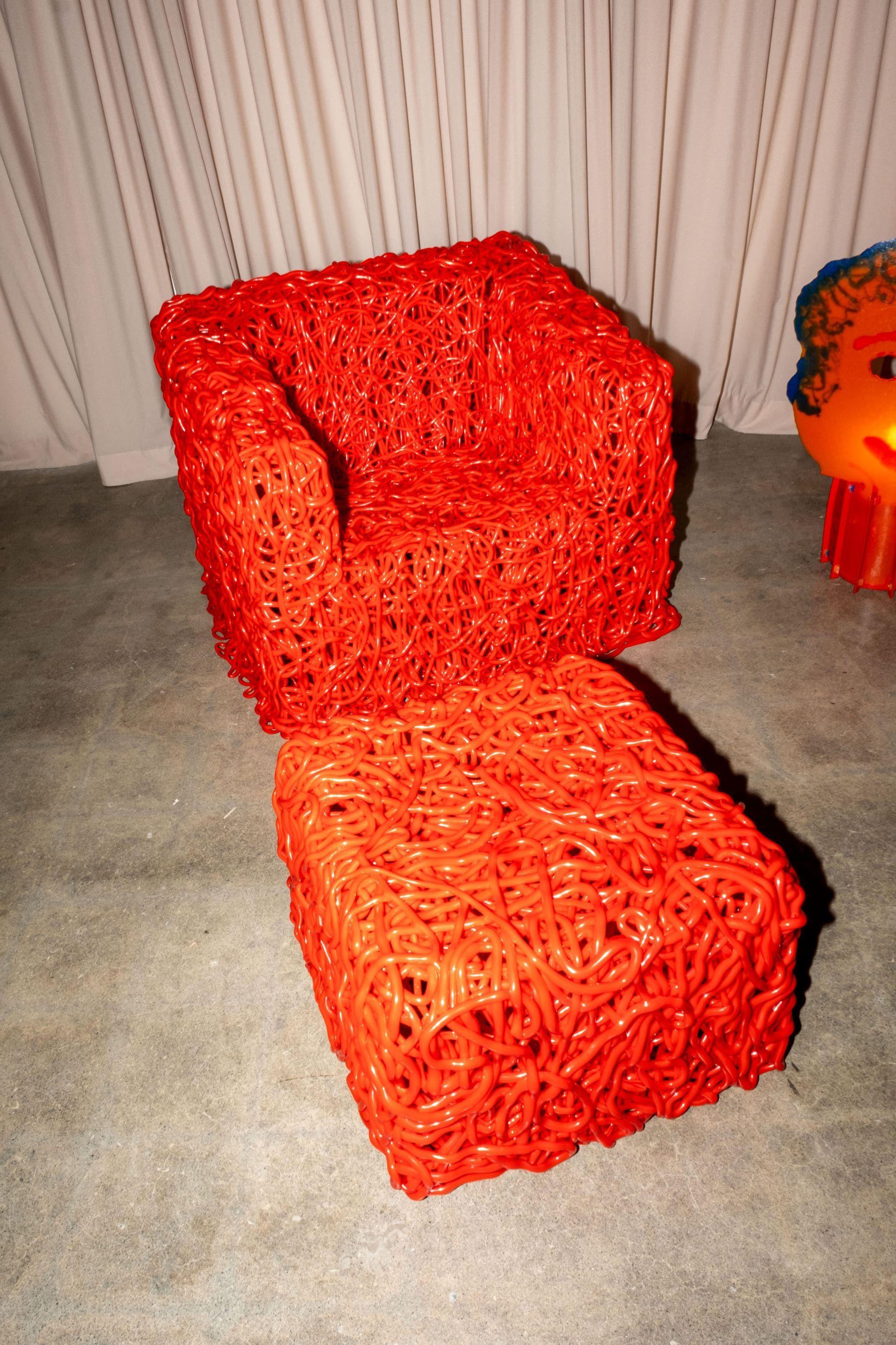 Contemporary Meritalia Senzafine Chair, Senza Red by Gaetano Pesce For Sale