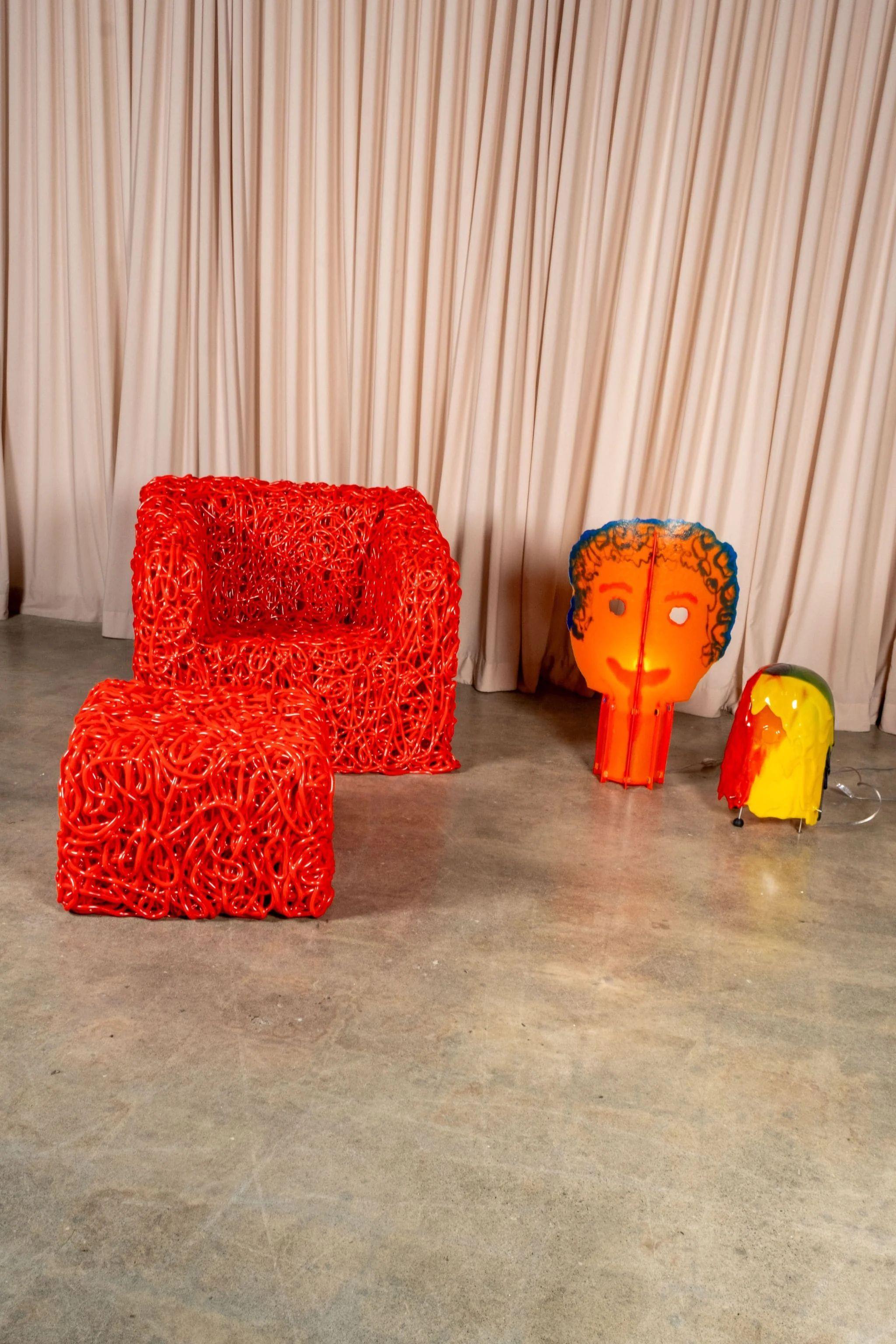 Plastic Meritalia Senzafine Chair, Senza Red by Gaetano Pesce For Sale