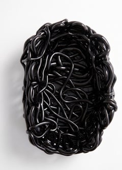 Meritalia Senzafine Oval Basket Vase – Aufbewahrungskorb von Gaetano Pesce – Schwarz
