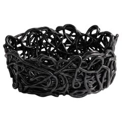 Meritalia Senzafine Oval Basket Vase – Aufbewahrungskorb von Gaetano Pesce – Schwarz