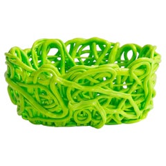 Meritalia Senzafine Oval Basket Vase – Aufbewahrungskorb von Gaetano Pesce – Grün