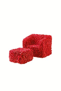 Endless Pouf by Gaetano Pesce, Red Plastic, Post-Modern Design, Italy
