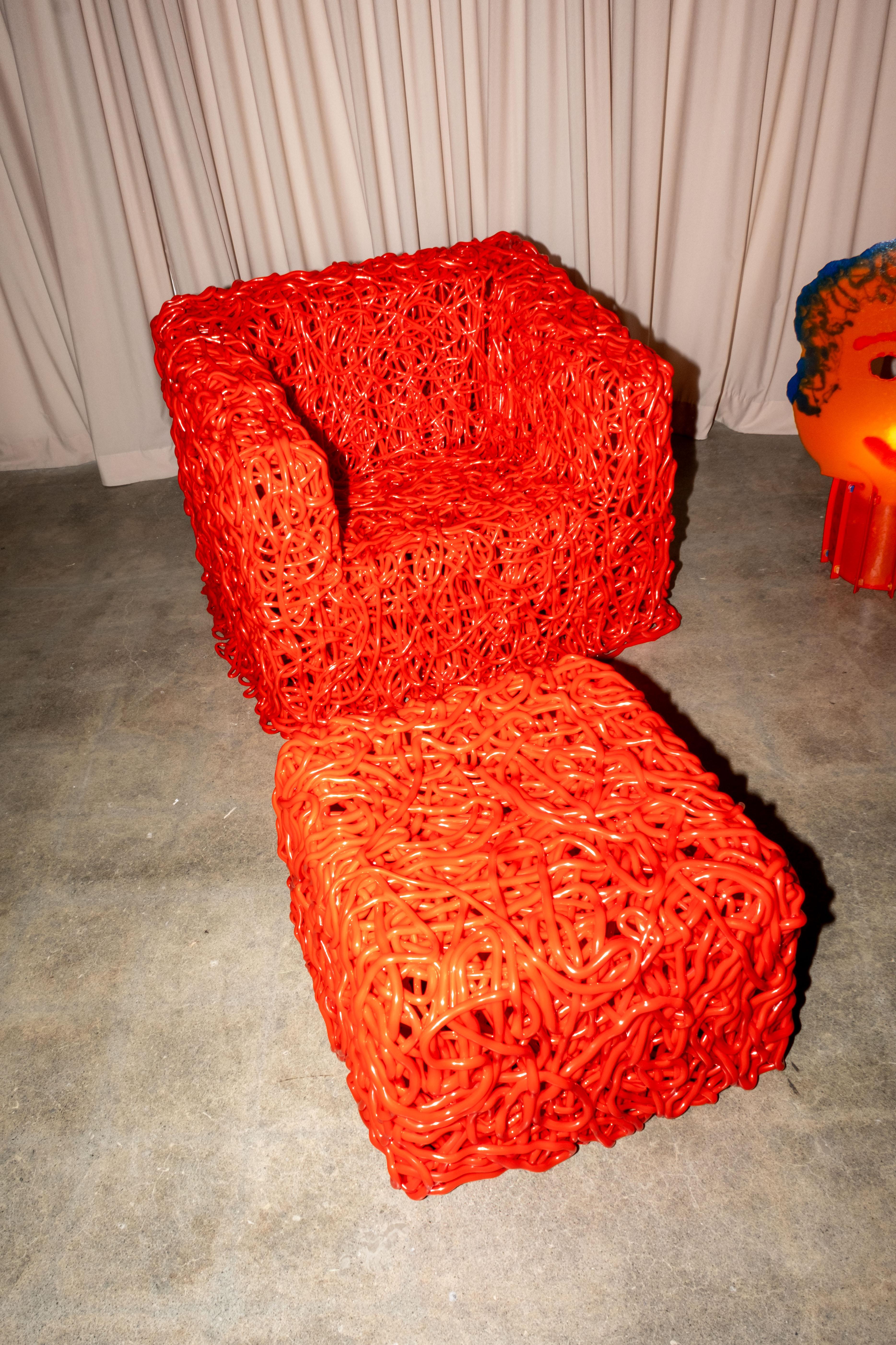 Post-Modern Meritalia Senzafine Pouf, Red by Gaetano Pesce For Sale
