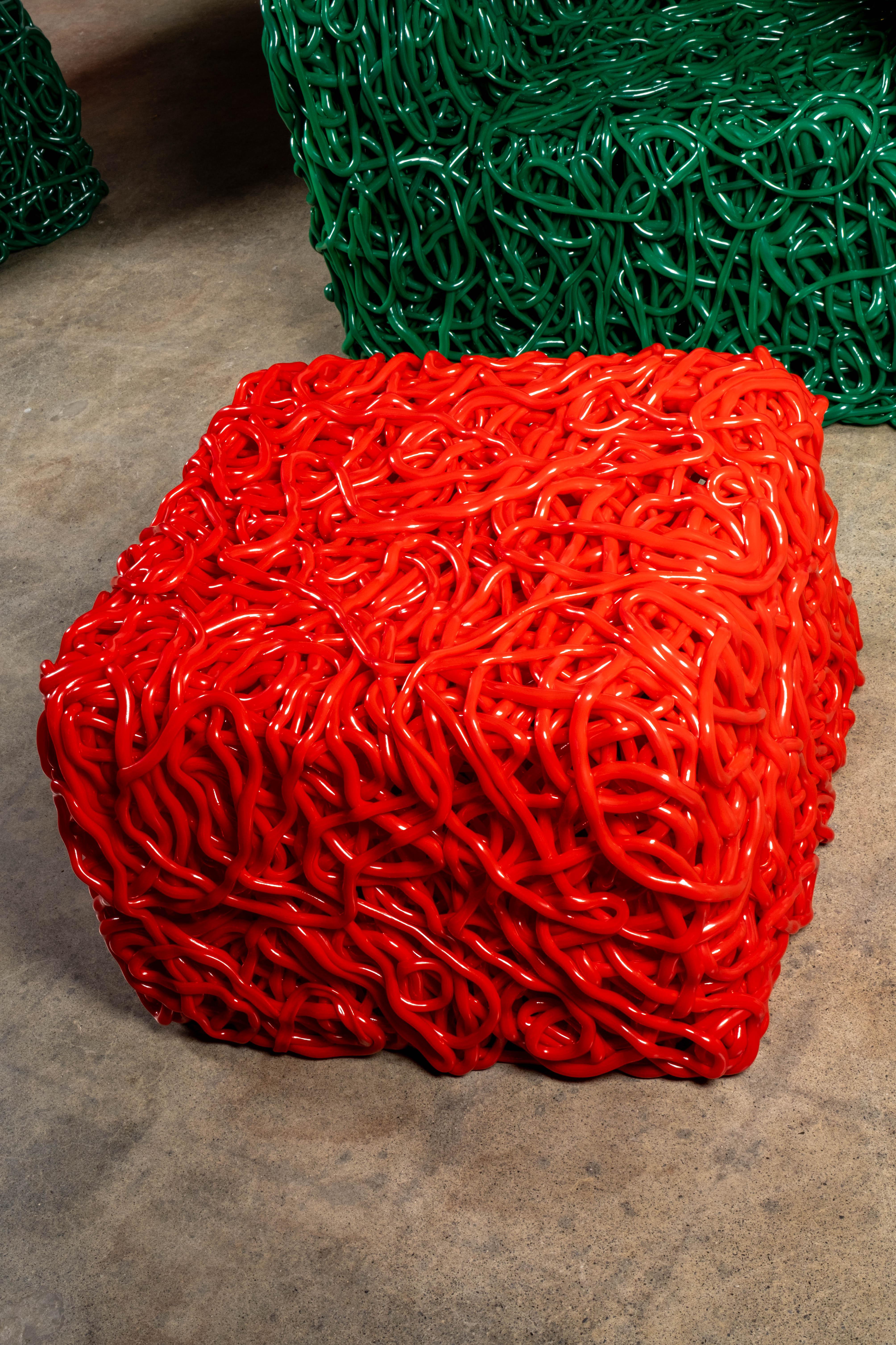Italian Meritalia Senzafine Pouf, Red by Gaetano Pesce For Sale