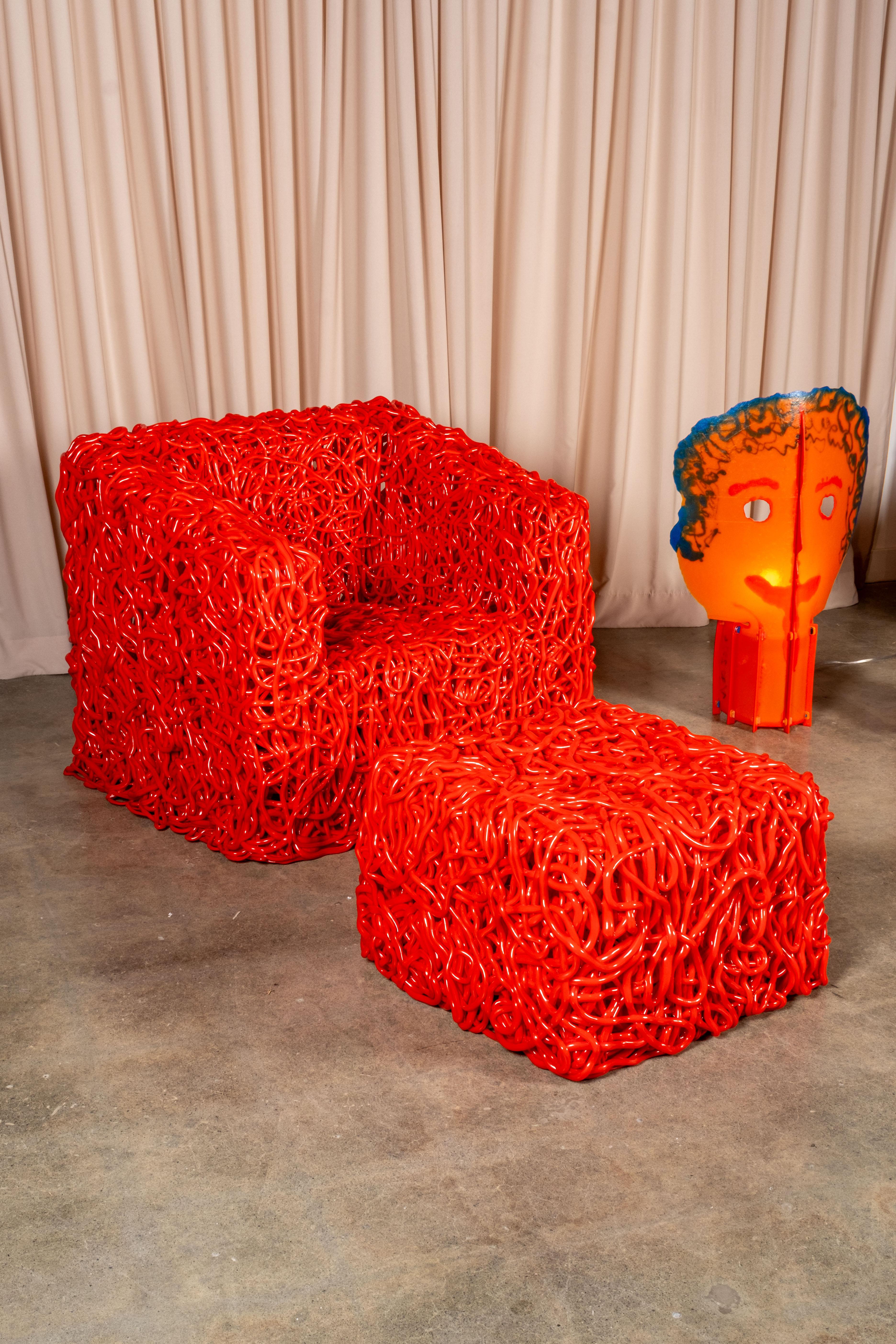 Meritalia Senzafine Pouf, Red by Gaetano Pesce In New Condition For Sale In Toronto, ON