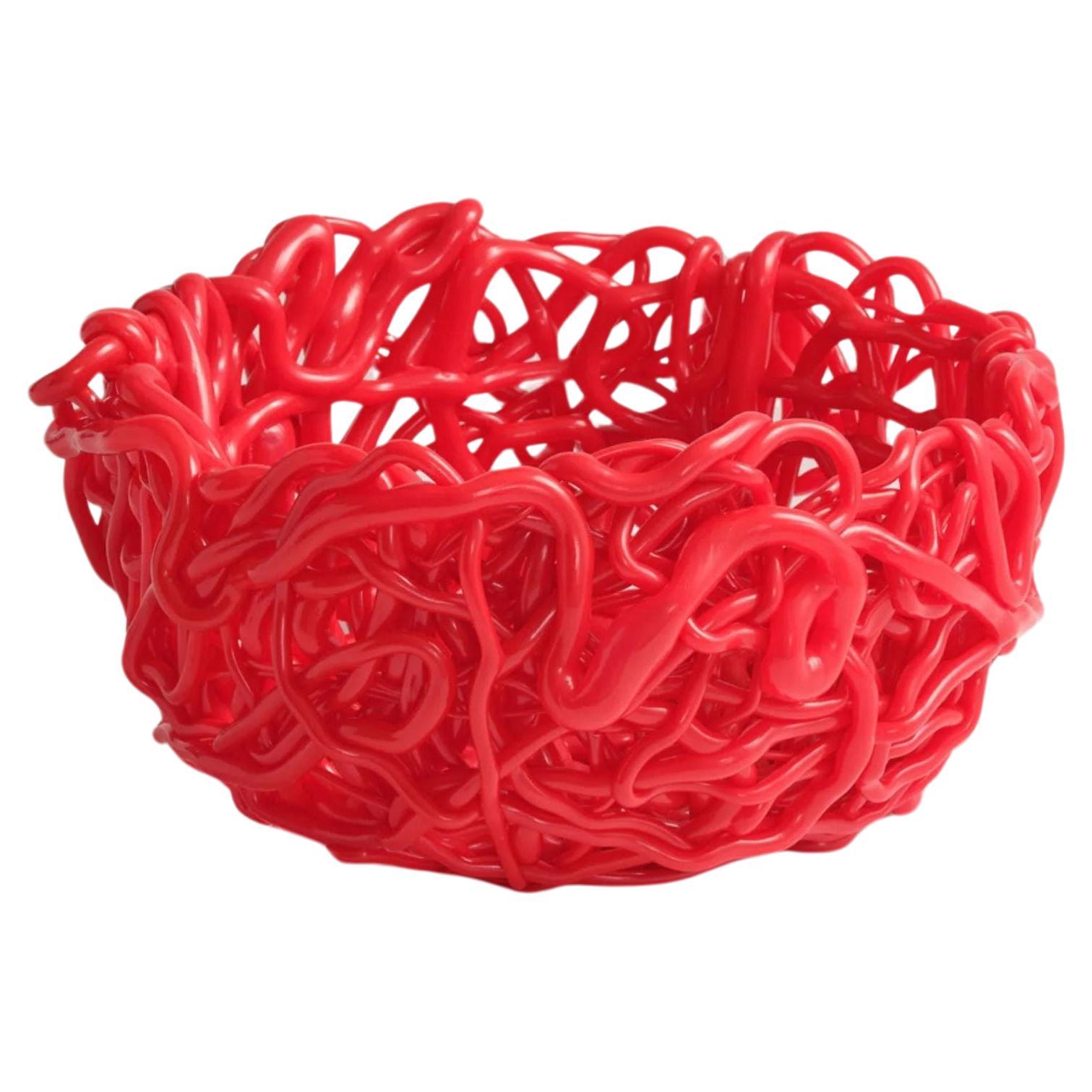 Meritalia SENZAFINE Round Basket, Large / Red by Gaetano Pesce