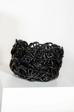 Meritalia SENZAFINE Runder Korb, Medium / Schwarz von Gaetano Pesce