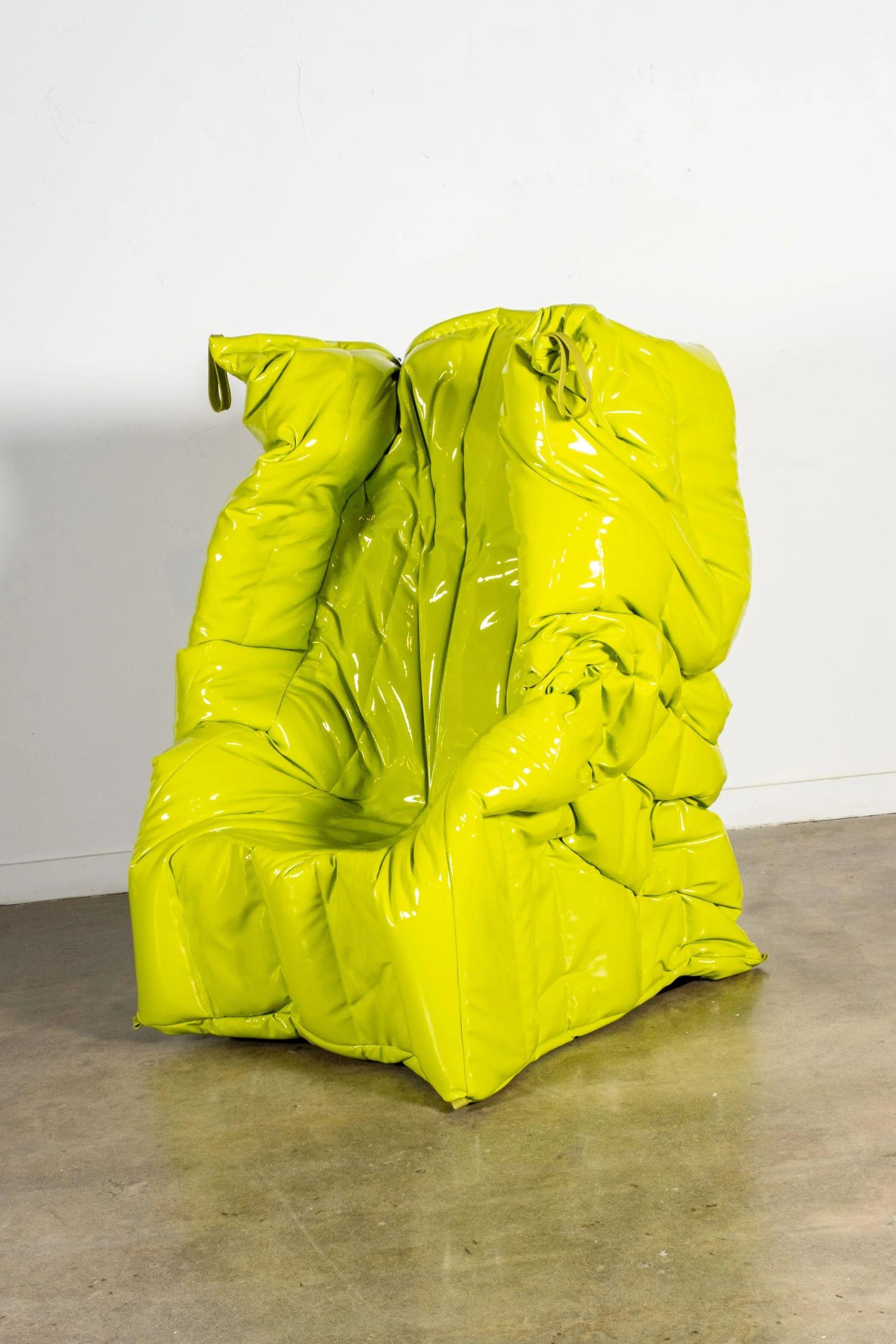 Leather Meritalia Shadow Chair, Green by Gaetano Pesce For Sale