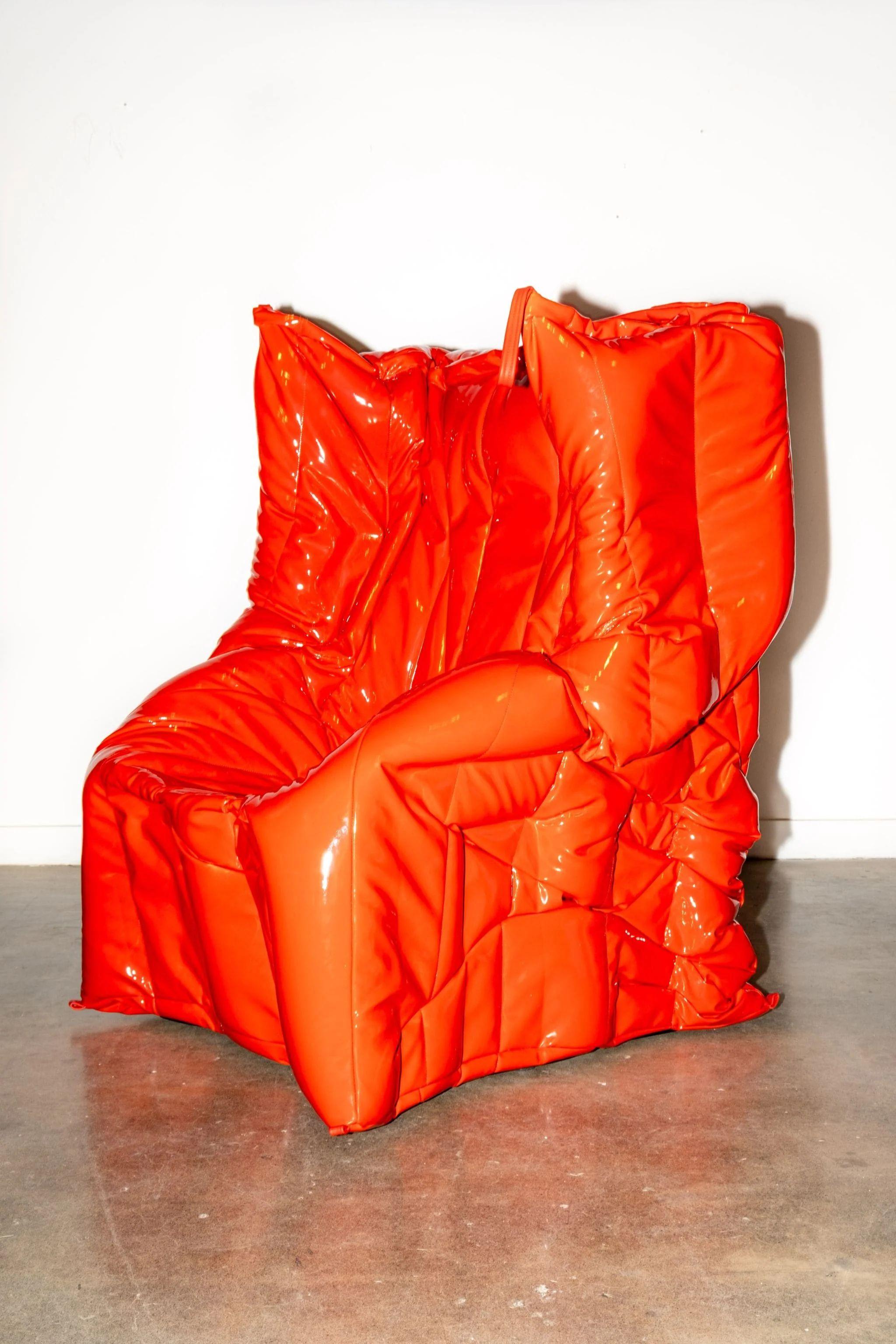 Leather Meritalia Shadow Chair, Red by Gaetano Pesce For Sale