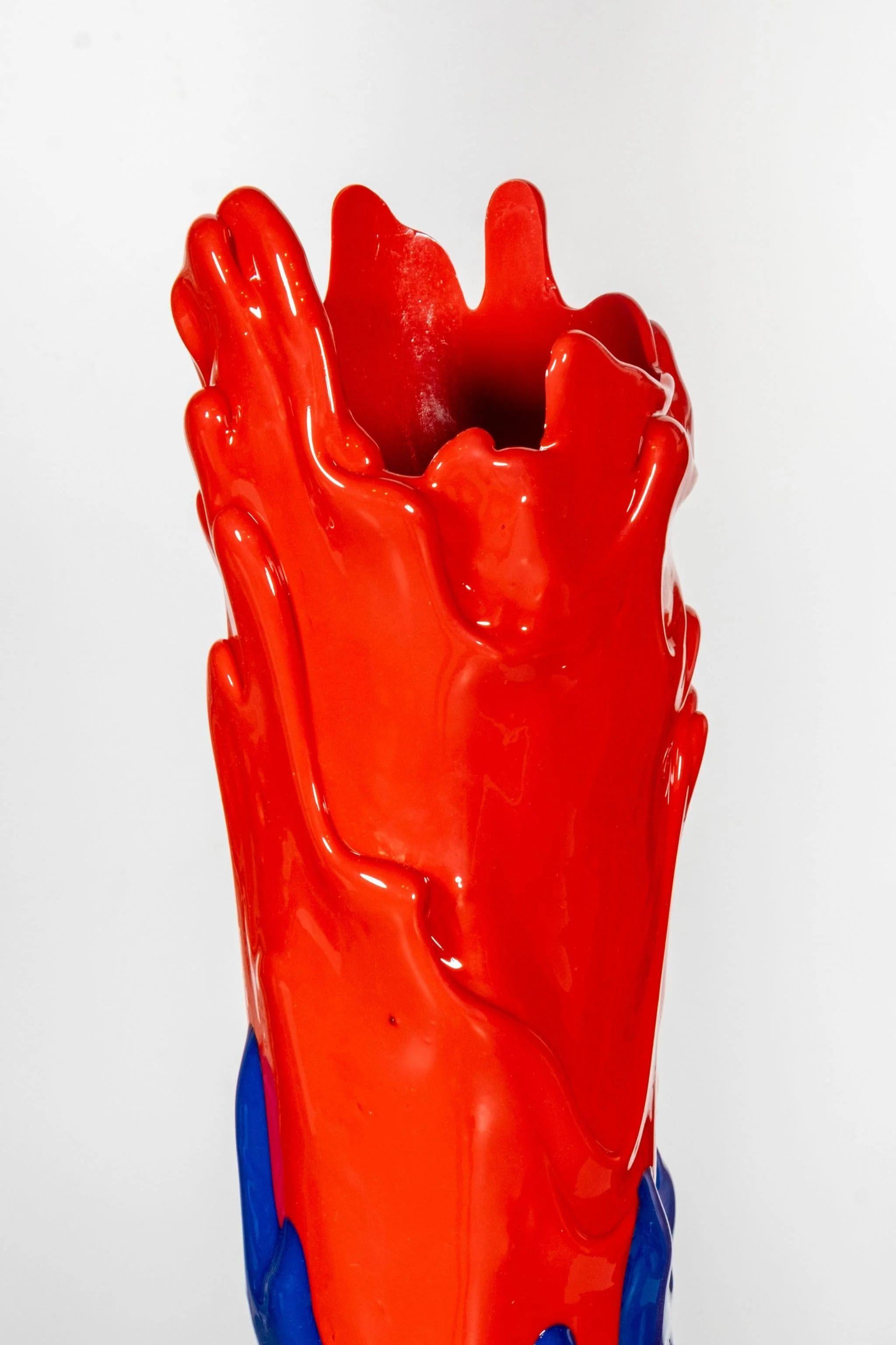 Italian Meritalia Tall Vase / Blue and Red by Gaetano Pesce For Sale