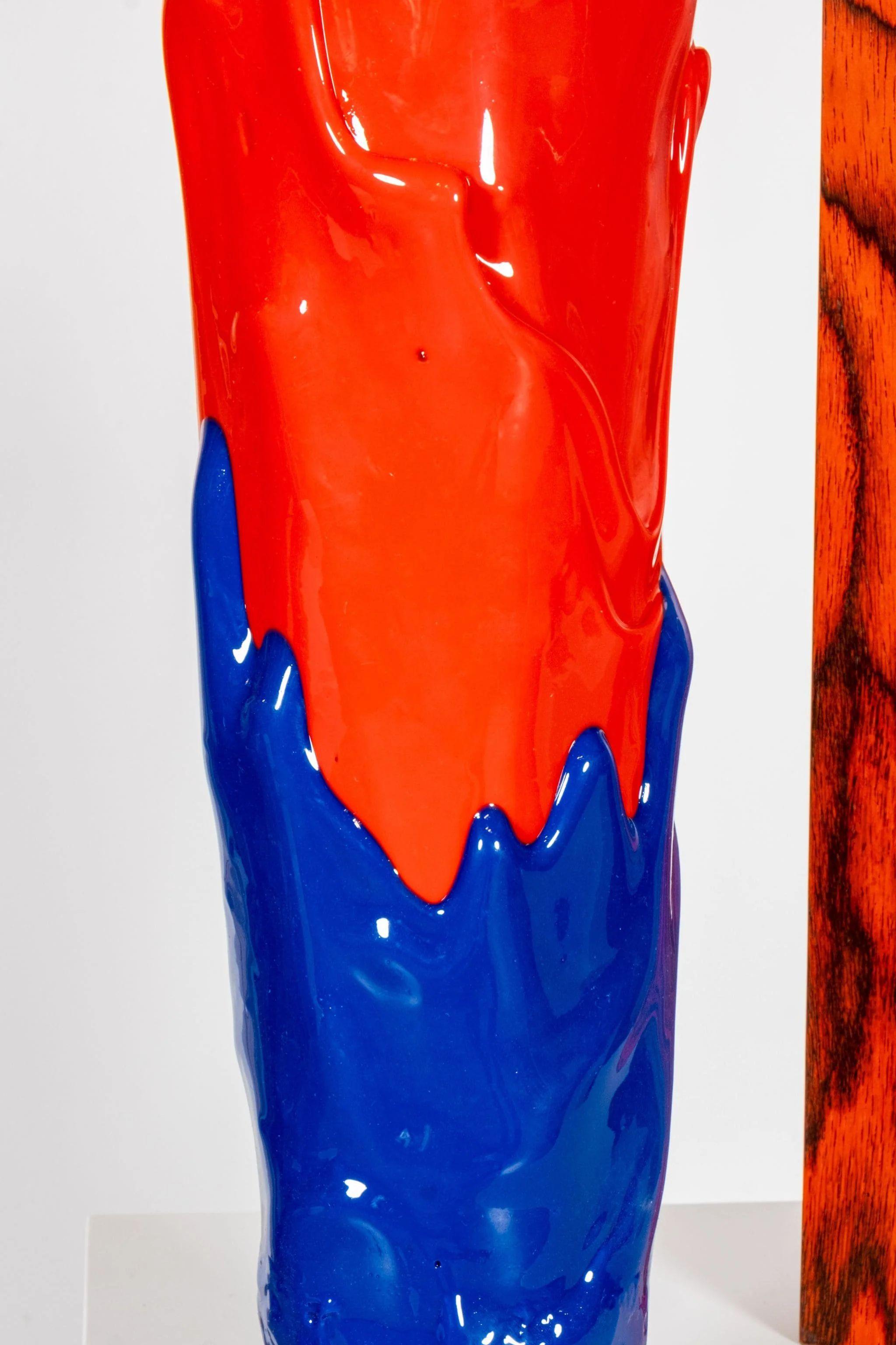 Contemporary Meritalia Tall Vase / Blue and Red by Gaetano Pesce For Sale