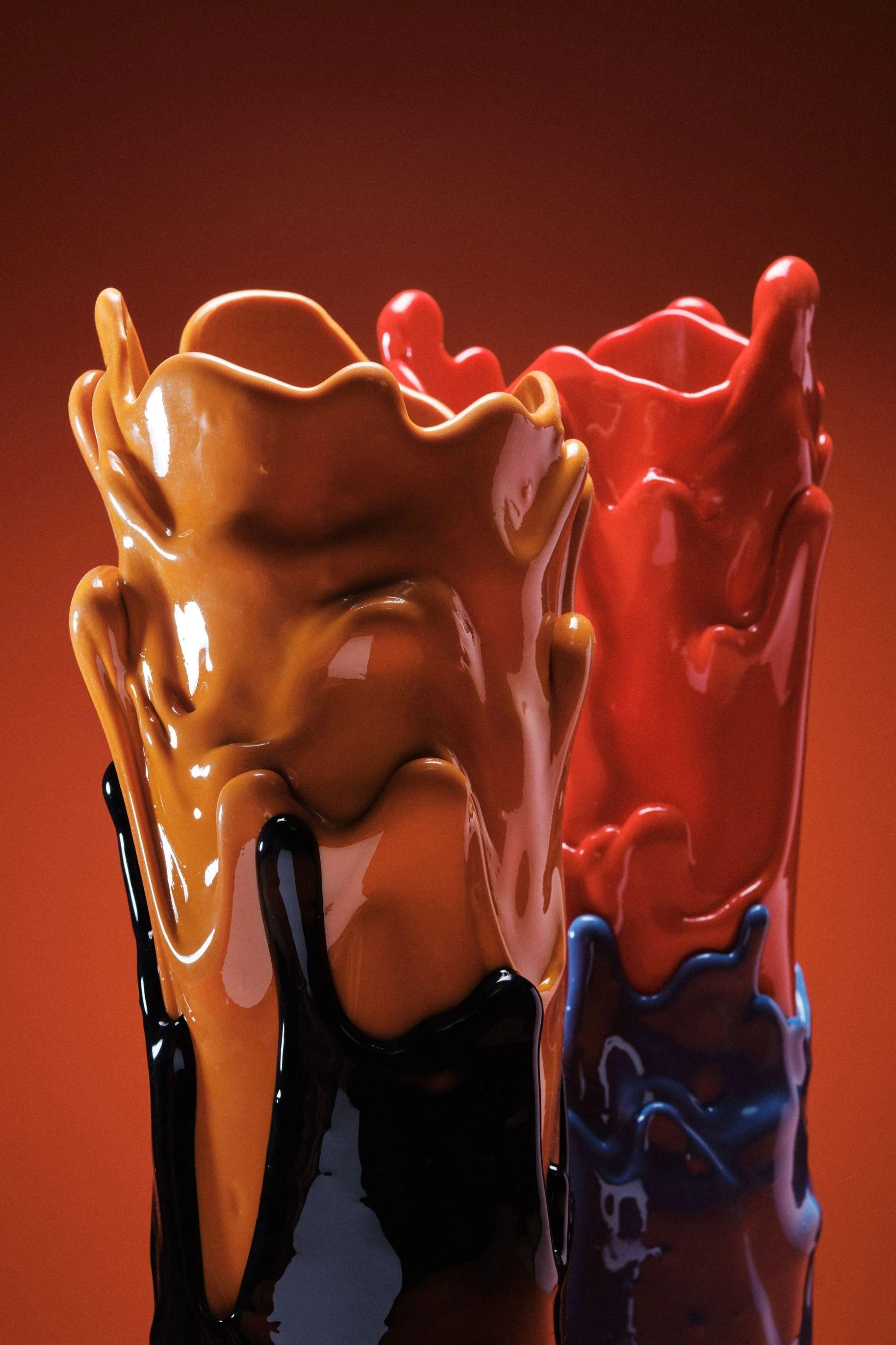 Resin Meritalia Tall Vase / Blue and Red by Gaetano Pesce For Sale