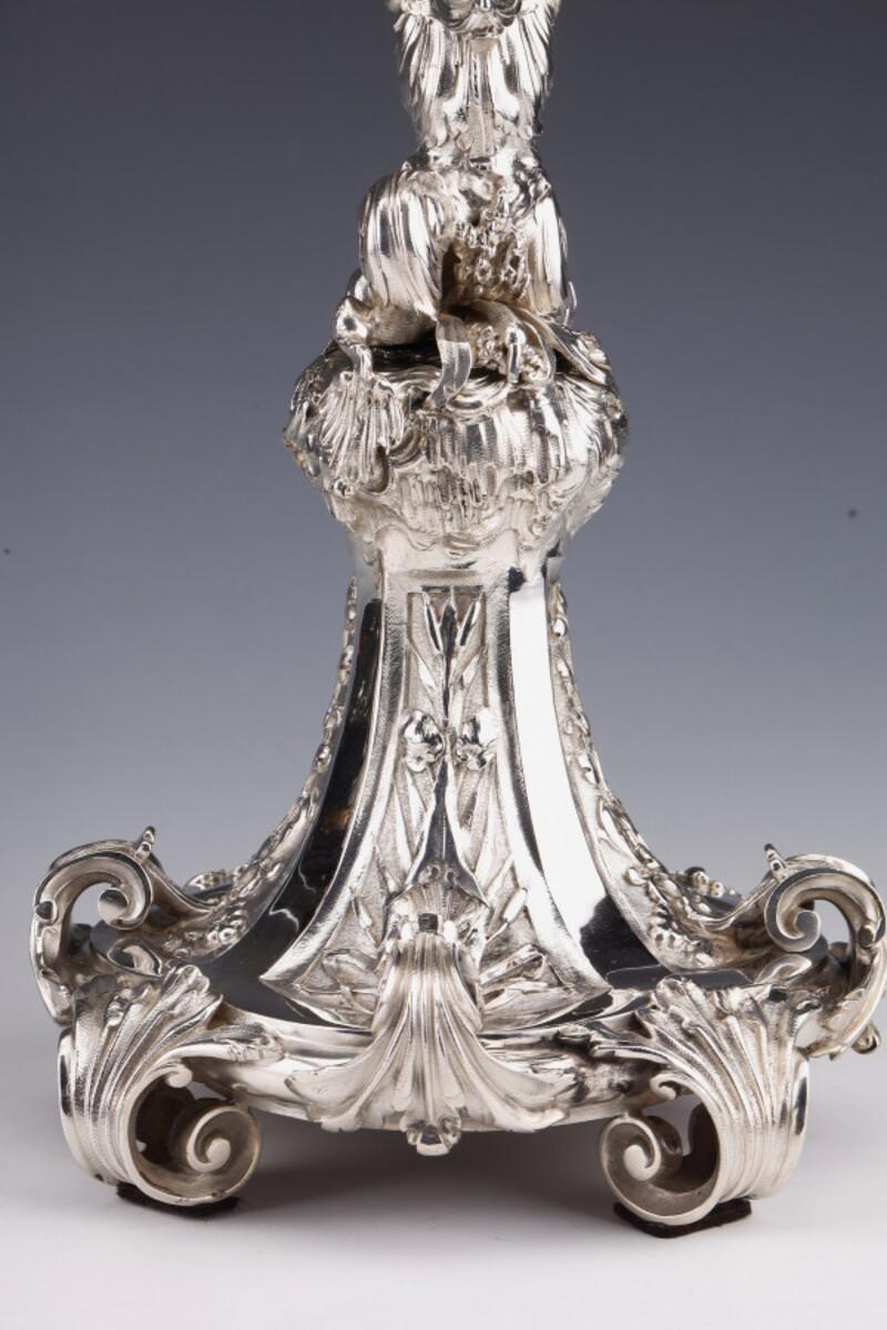 Merite - Paire de candélabres en argent sterling du 19ème siècle en vente 4