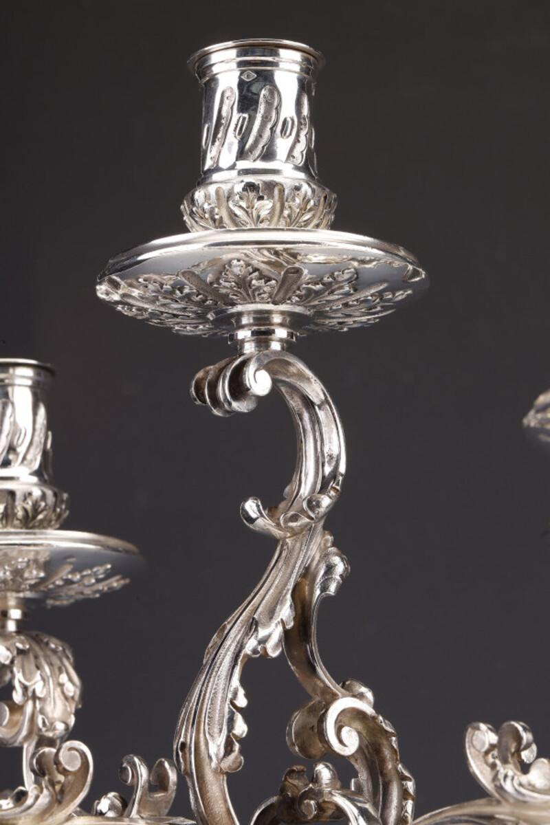 Merite - Pair of 19th Century Sterling Silver Candelabra For Sale 10