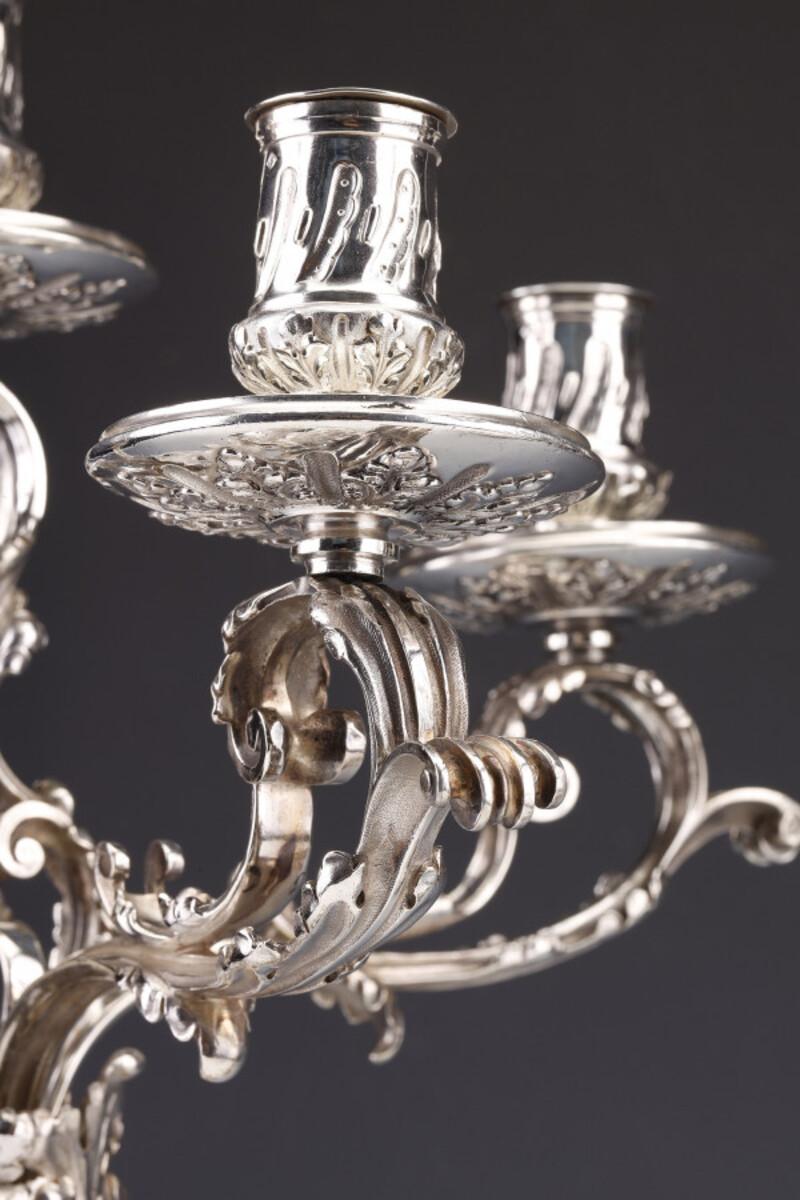 Merite - Pair of 19th Century Sterling Silver Candelabra For Sale 11