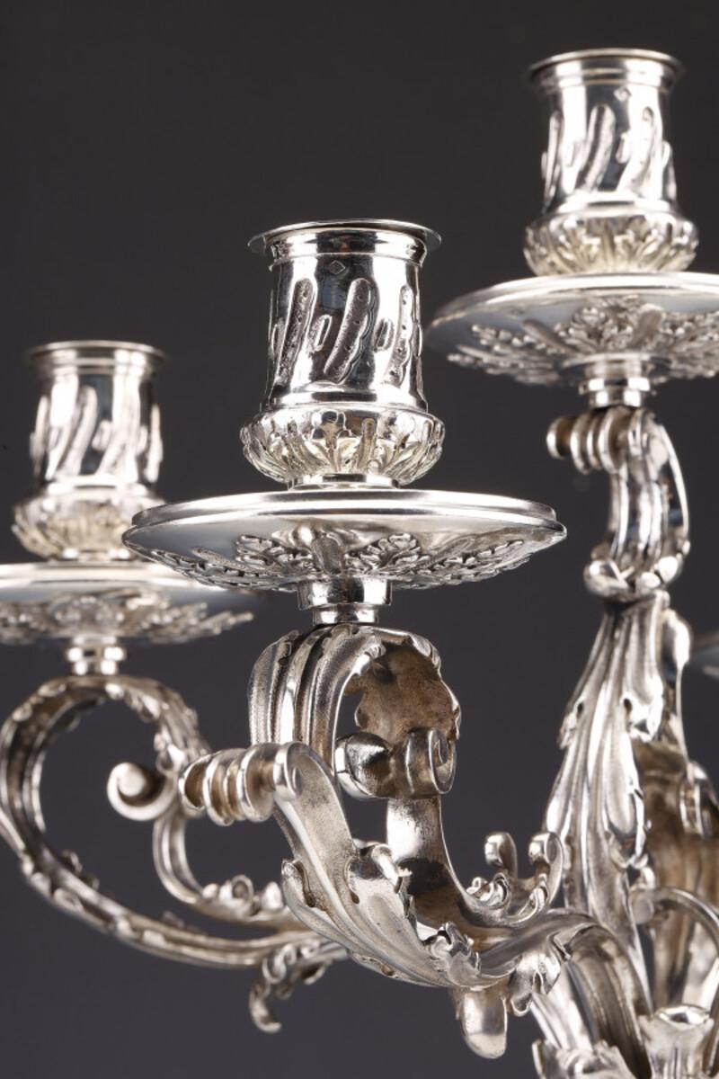 Merite - Pair of 19th Century Sterling Silver Candelabra For Sale 12